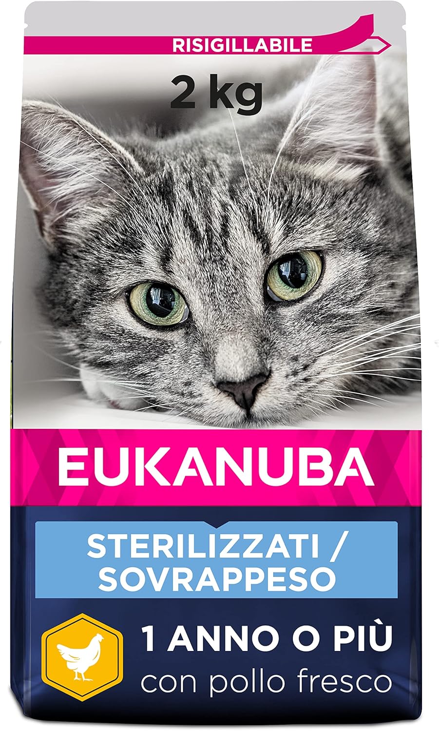 Detalle de Eukanubae Weight Control: cibo secco sterilizzato per gatti adulti – pollo e fegato, 2 kg
