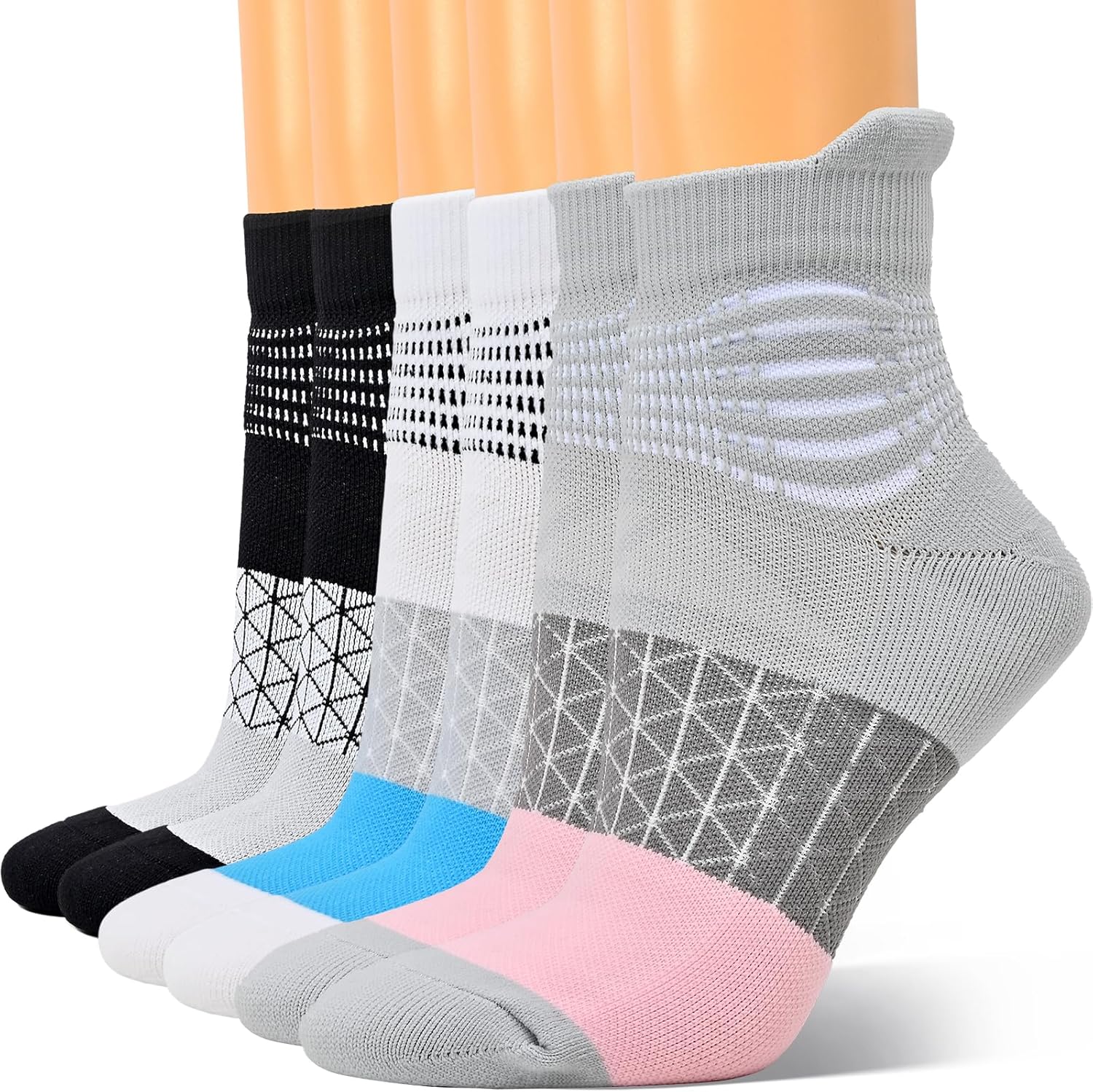 Detalle de IRAMY Compression Ankle Support Socks for Women – 3 Pairs for Running, Arch Support and Plantar Fasciitis Relief