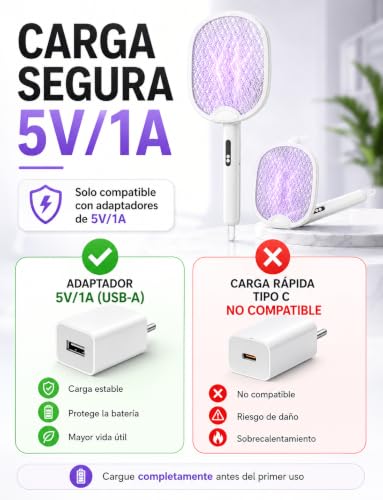Thumbnail 7 de ZOVHYYA Raqueta Antimosquitos 4000V 3 en 1 USB-C Recargable con Luz LED