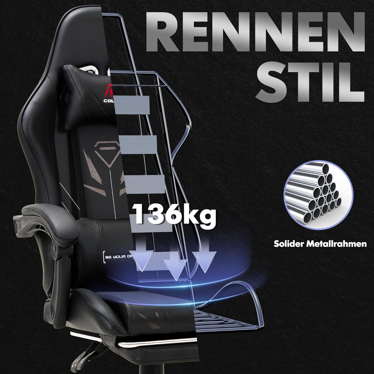 Thumbnail 3 de COLAMY Gaming Stuhl mit 137 kg Belastung