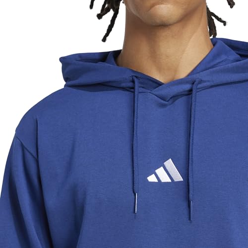 Detalle 2 de adidas Men's Essentials Feelcozy Fleece Hoodie, dark blue/white, size S