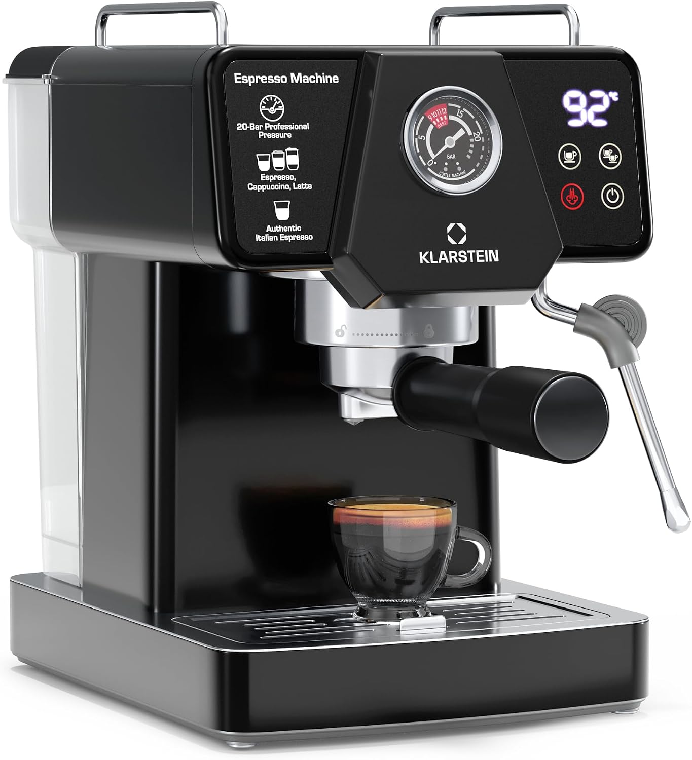 Detalle de Klarstein Libeica TK57-LibeicaBlack espressomachine met 19 bar en stoompijpje