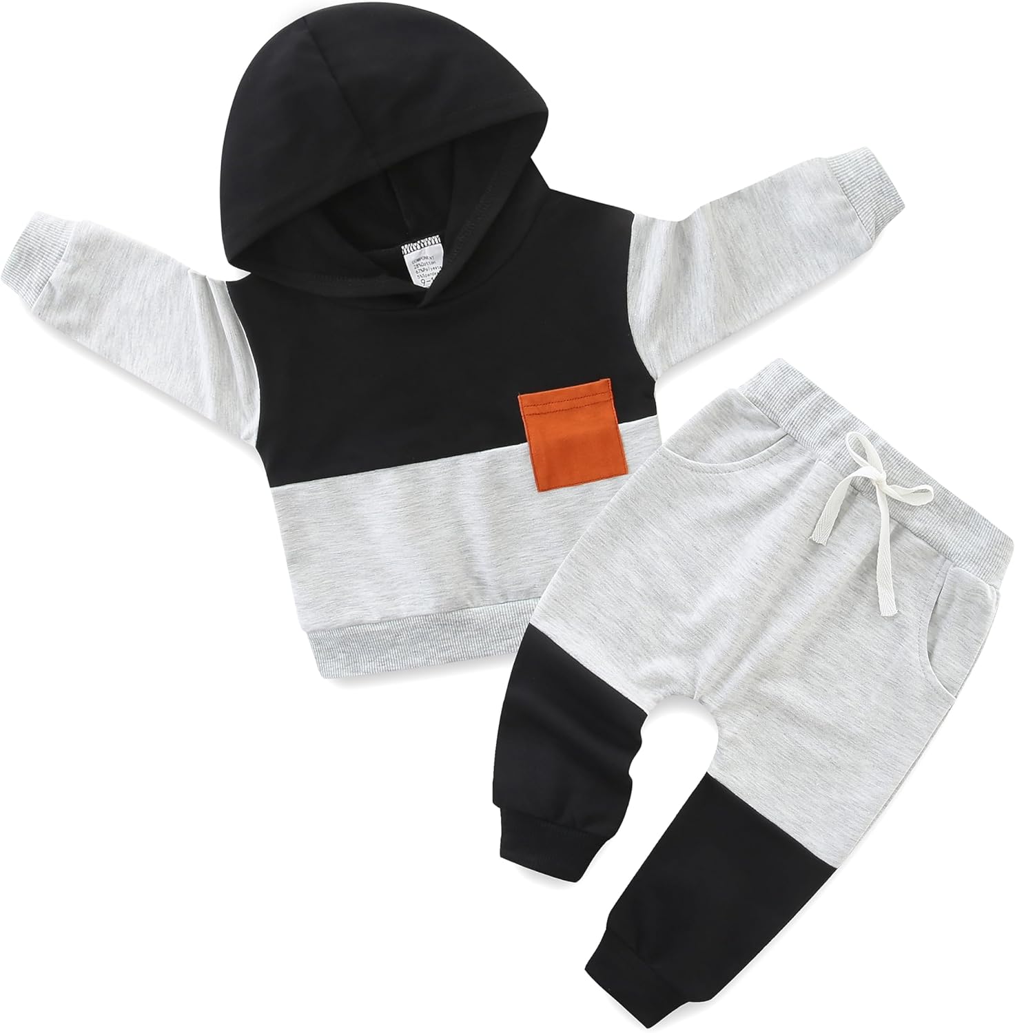 Detalle de KIDDLETOWN Baby Long Sleeve Hoodie Tops Pants Set 2PC for Boys – Breathable Cotton Blend Tracksuit