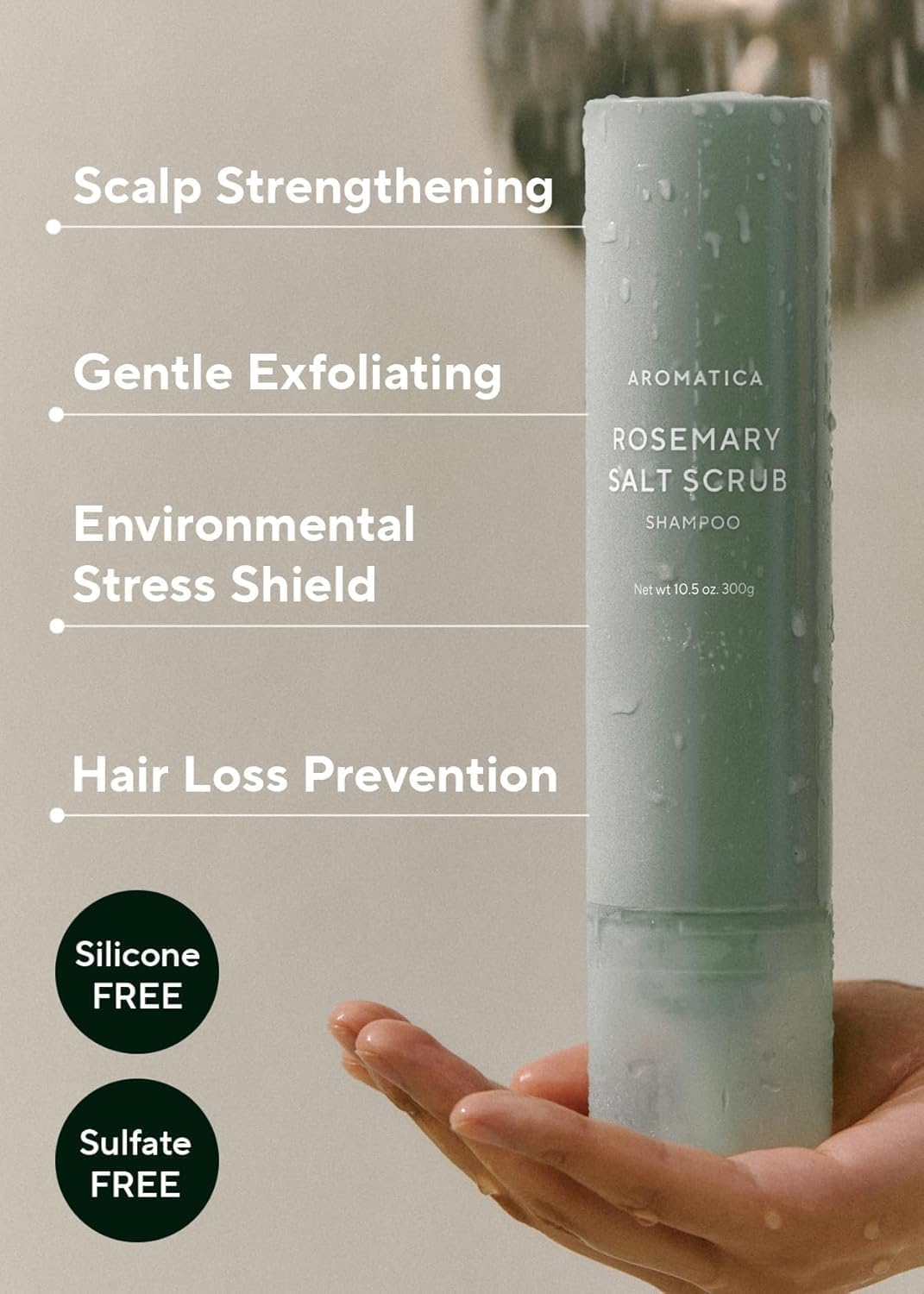 Detalle de AROMATICA Shampoo Scrub al Sale di Rosmarino 300 g – Esfolia e contrasta la caduta dei capelli