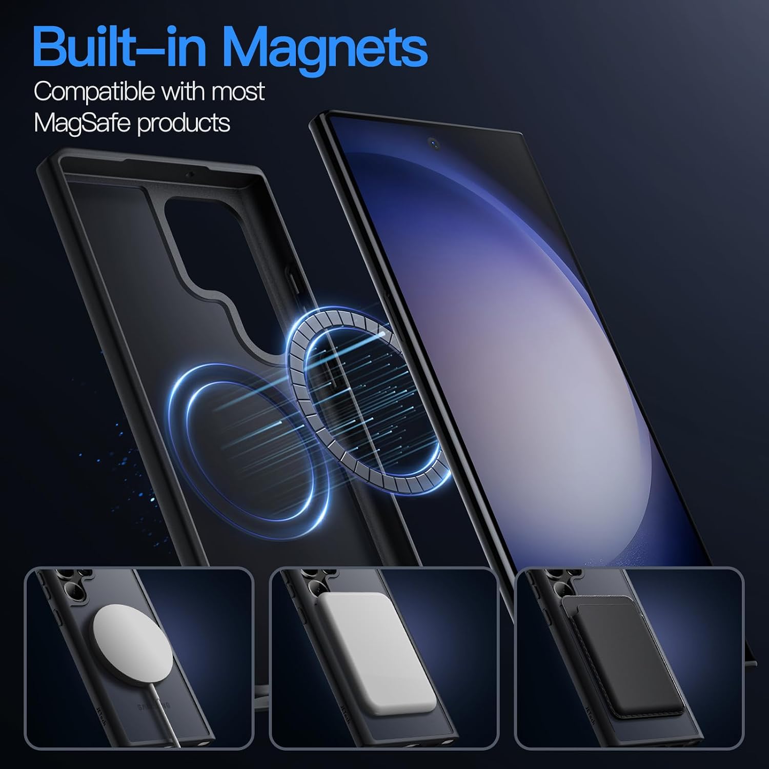 Thumbnail 6 de JETech magnetiskt skal för Samsung Galaxy S23 Ultra, svart med matt baksida