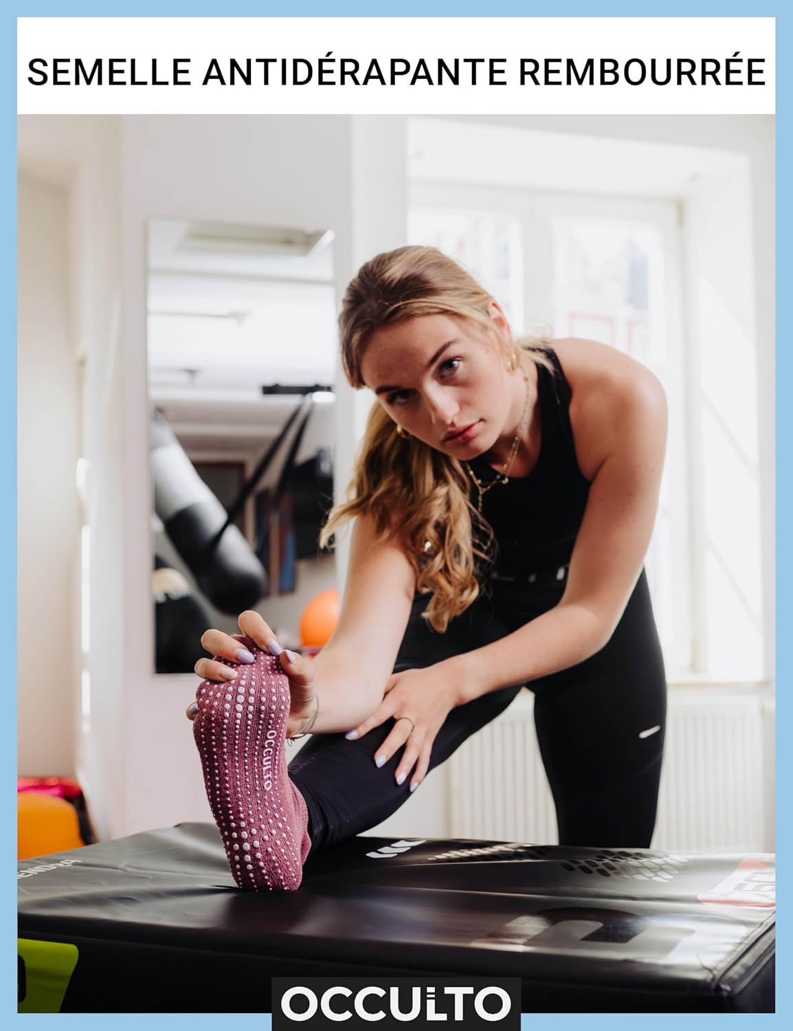 Detalle de Occulto chaussettes de yoga unisexe Mady (lot de 2 à 4 paires) : amorti et antidérapant