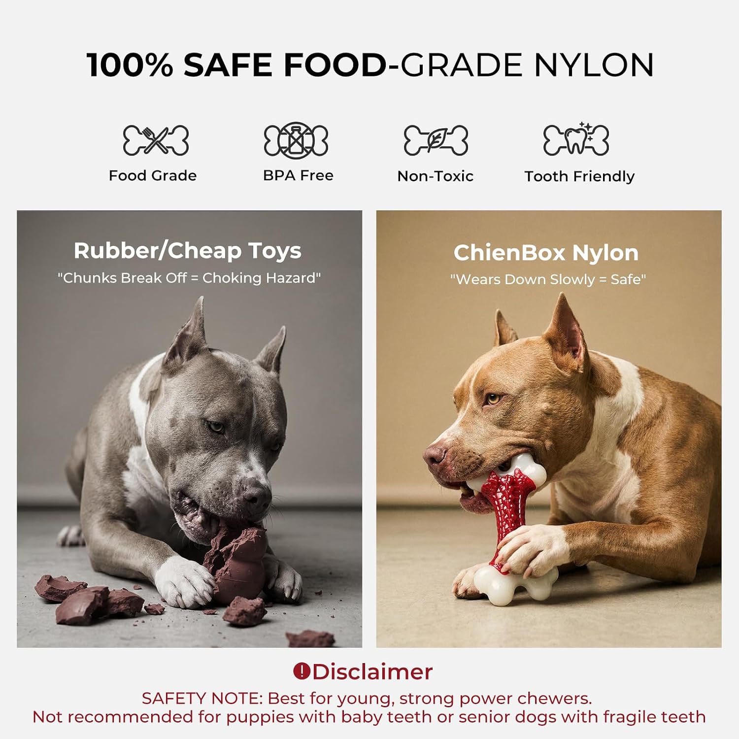 Detalle de ChienBox Nylon Bone Toy beef flavour for large dogs