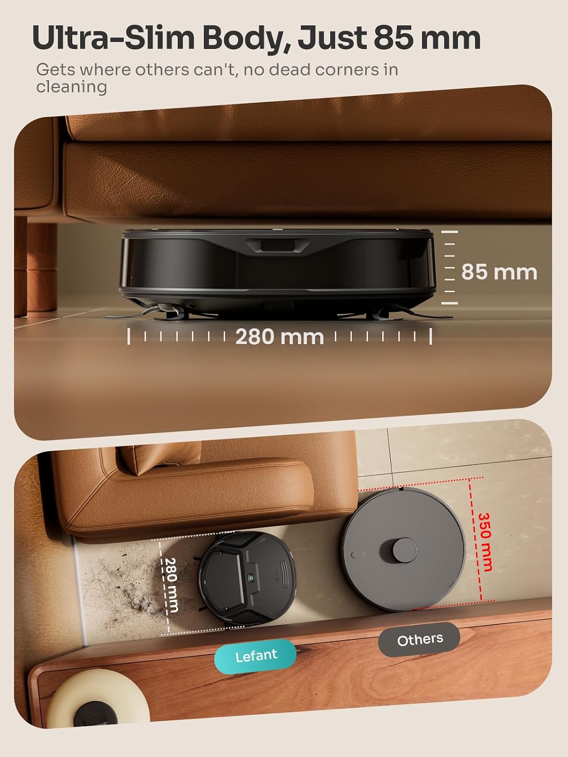 Detalle de Lefant M210 OMNI Robot Vacuum and Mop with 20,000Pa Suction and Self-Cleaning Base