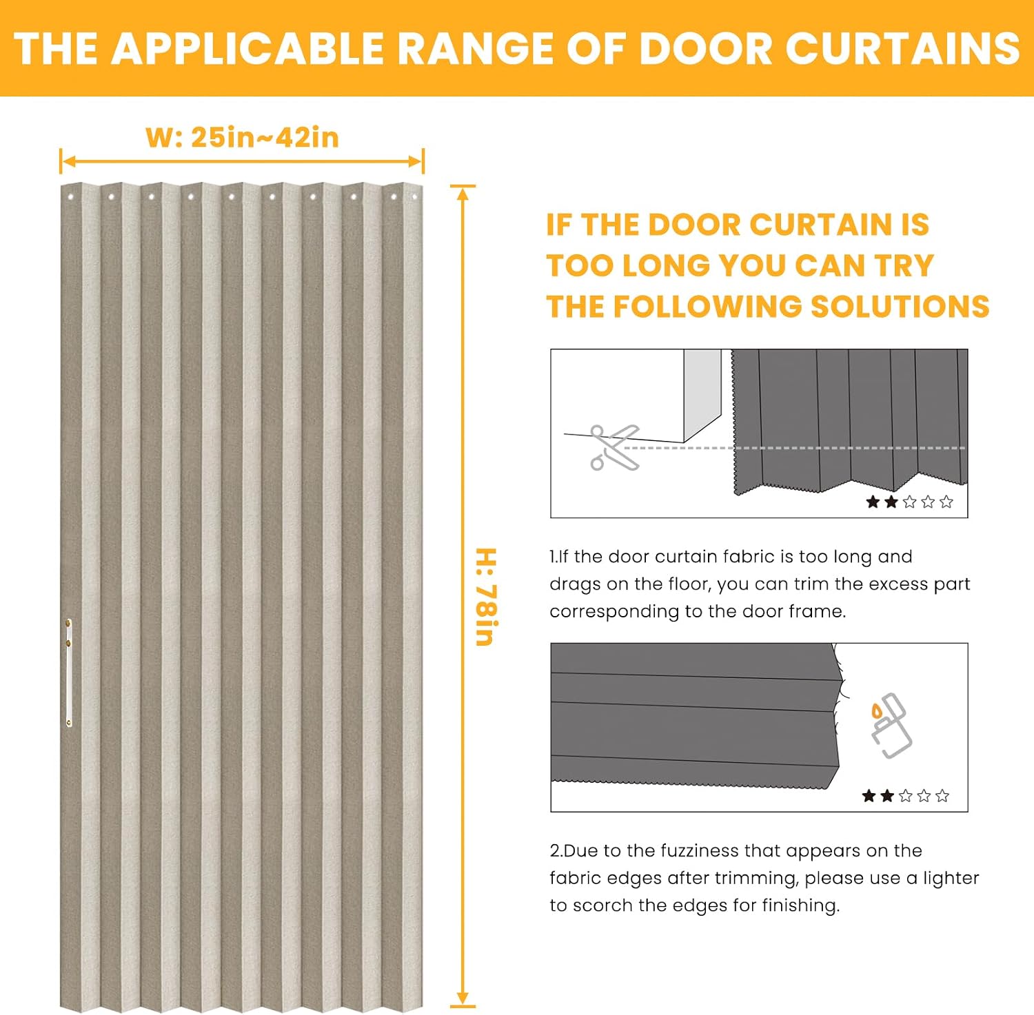 Detalle 2 de AJAZZ 100% Blackout Magnetic Door Curtain (42" W x 78" L, 1 Panel) — Cream White