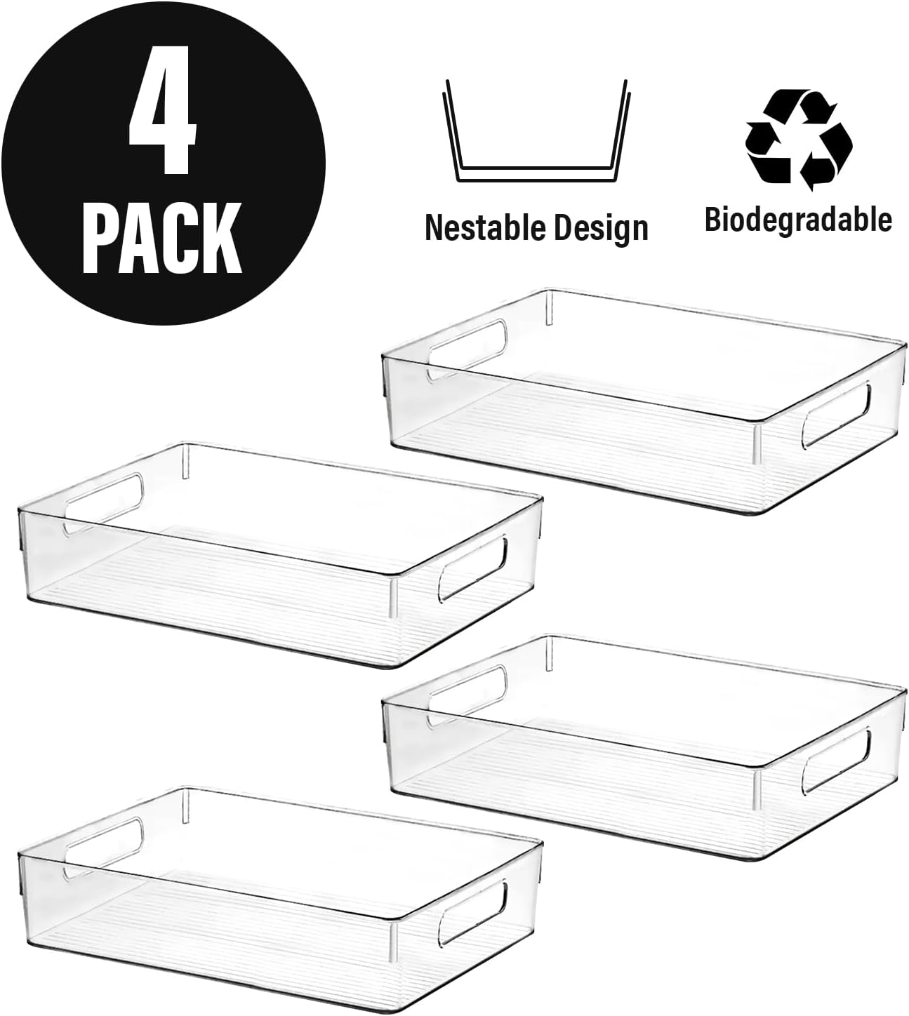 Thumbnail 3 de ShelfShaper Large Clear Plastic Storage Bins (BPA-Free) for Pantry, Fridge, Under Sink, and More
