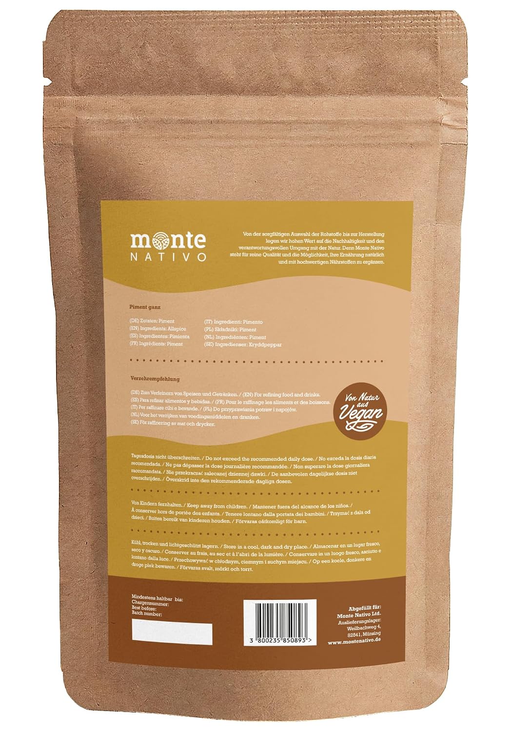 Detalle de Pimentkörner Monte Nativo (250 g) – ganze Pimentbeeren für Lebkuchen, Kochen & Würzen