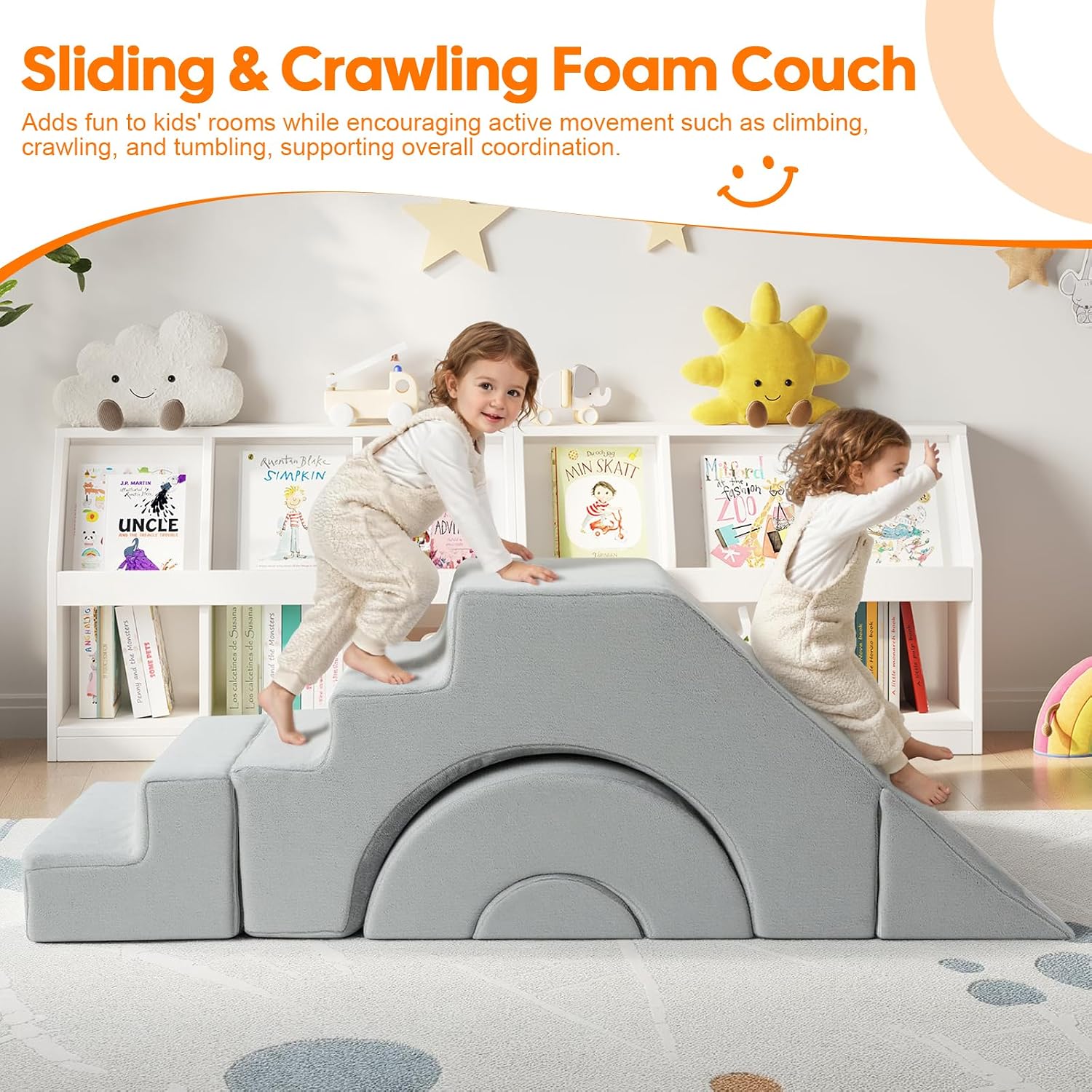 Detalle 2 de MeMoreCool Kids Foam Play Couch, Gray
