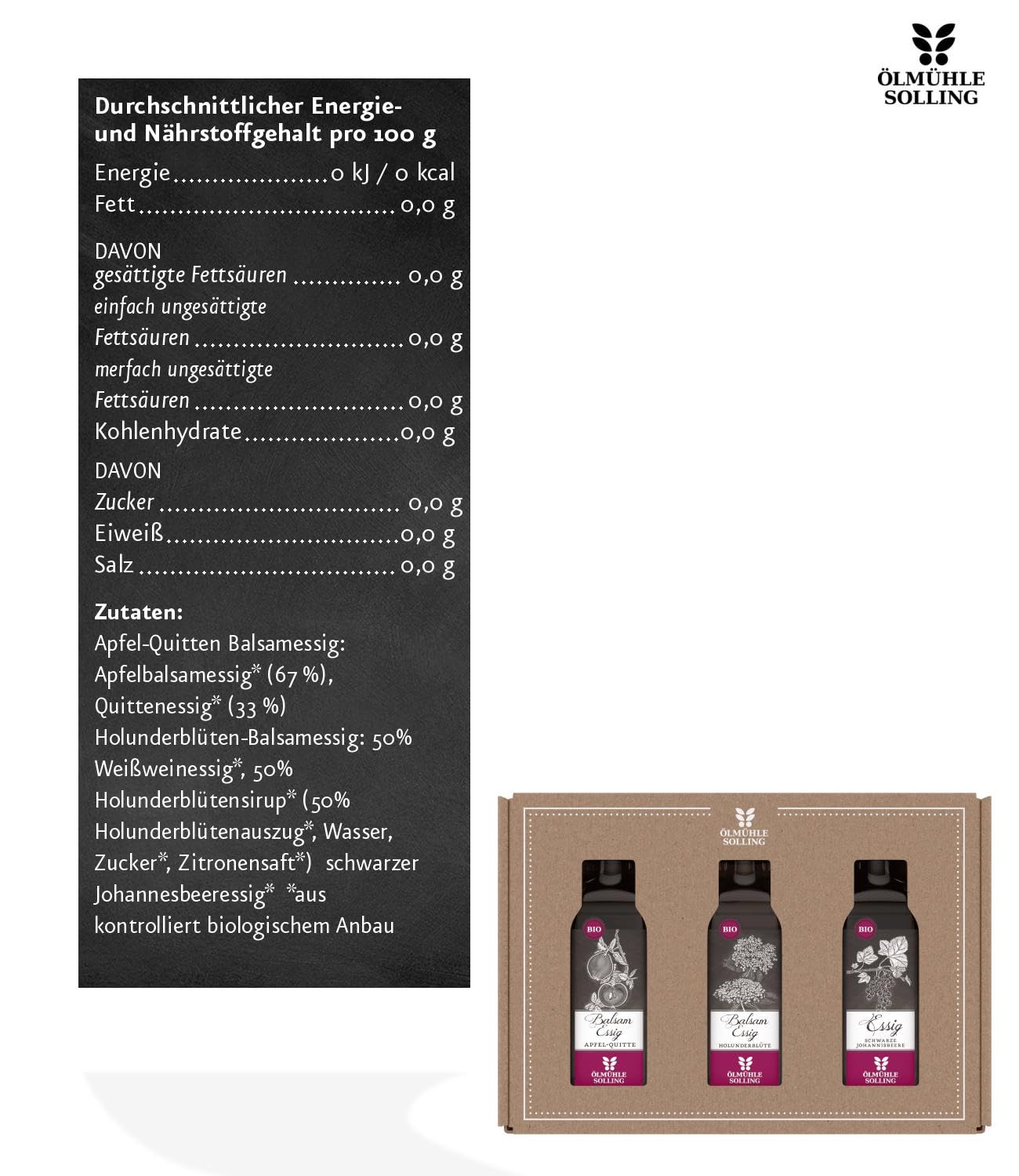 Detalle 2 de Ölmühle Solling Fruchtessige Set 300 ml 🧂