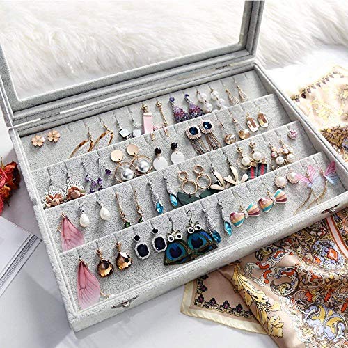 Detalle de BIENSER Earrings Organiser: 40-Pair Glass-Lid Storage Box