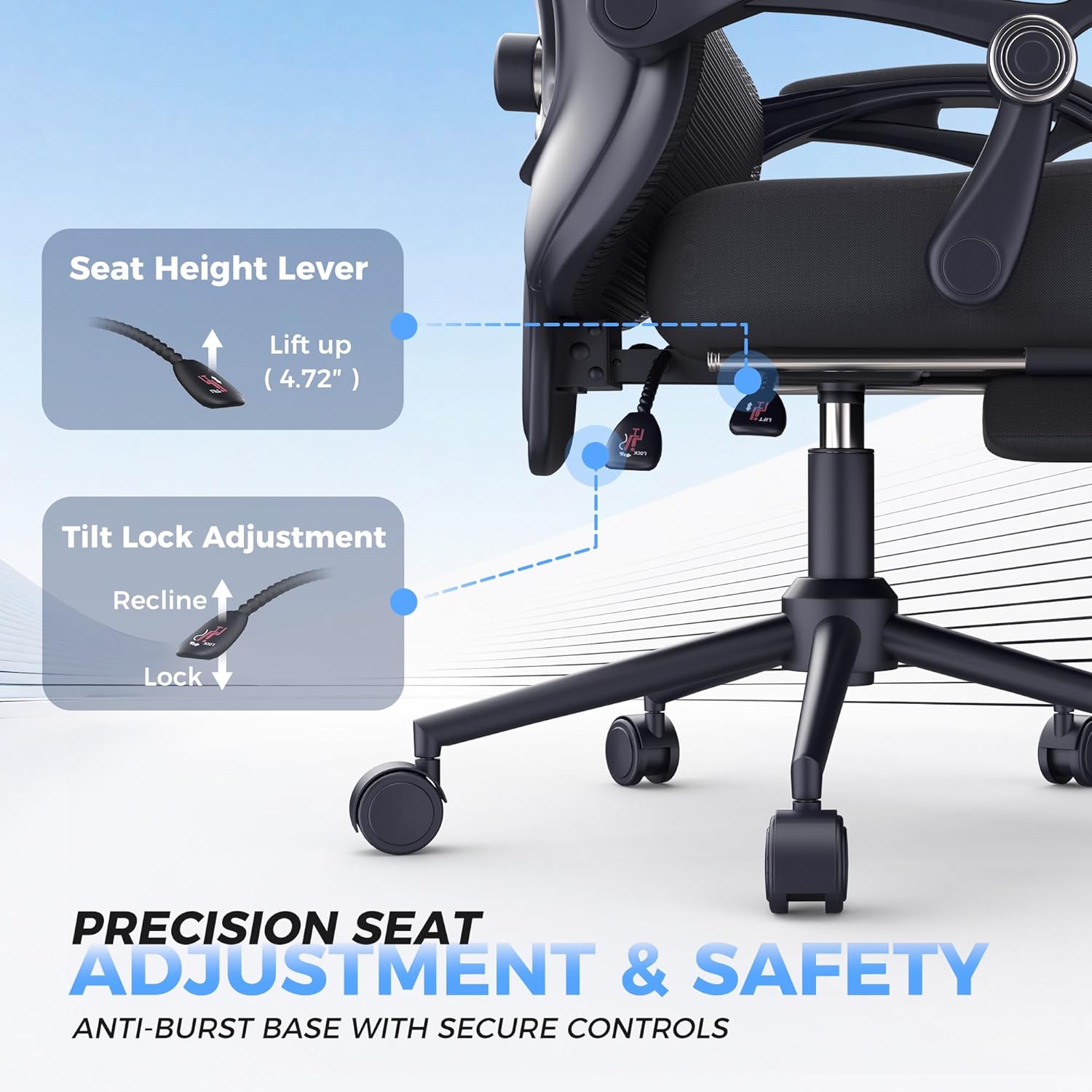 Thumbnail 6 de Ergonomic Office Chair with Footrest 350lbs capacity 💺