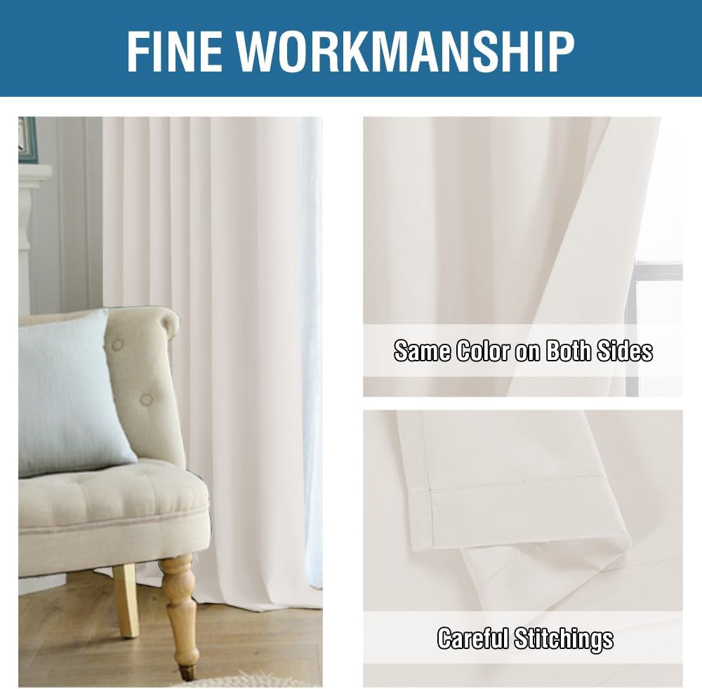 Thumbnail 6 de BellaHills Blackout Curtains 66 x 90 in Ivory 🪟