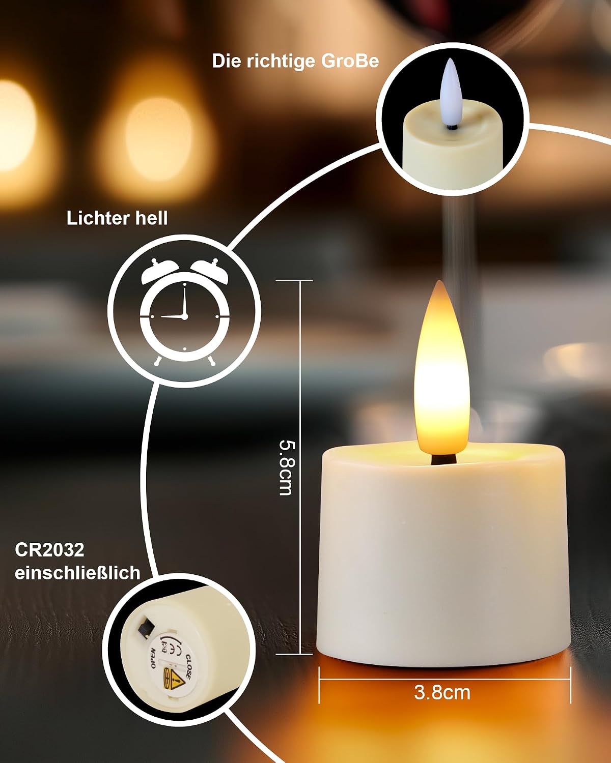 Detalle de Homemory LED Teelichter mit Timer, 12er-Set