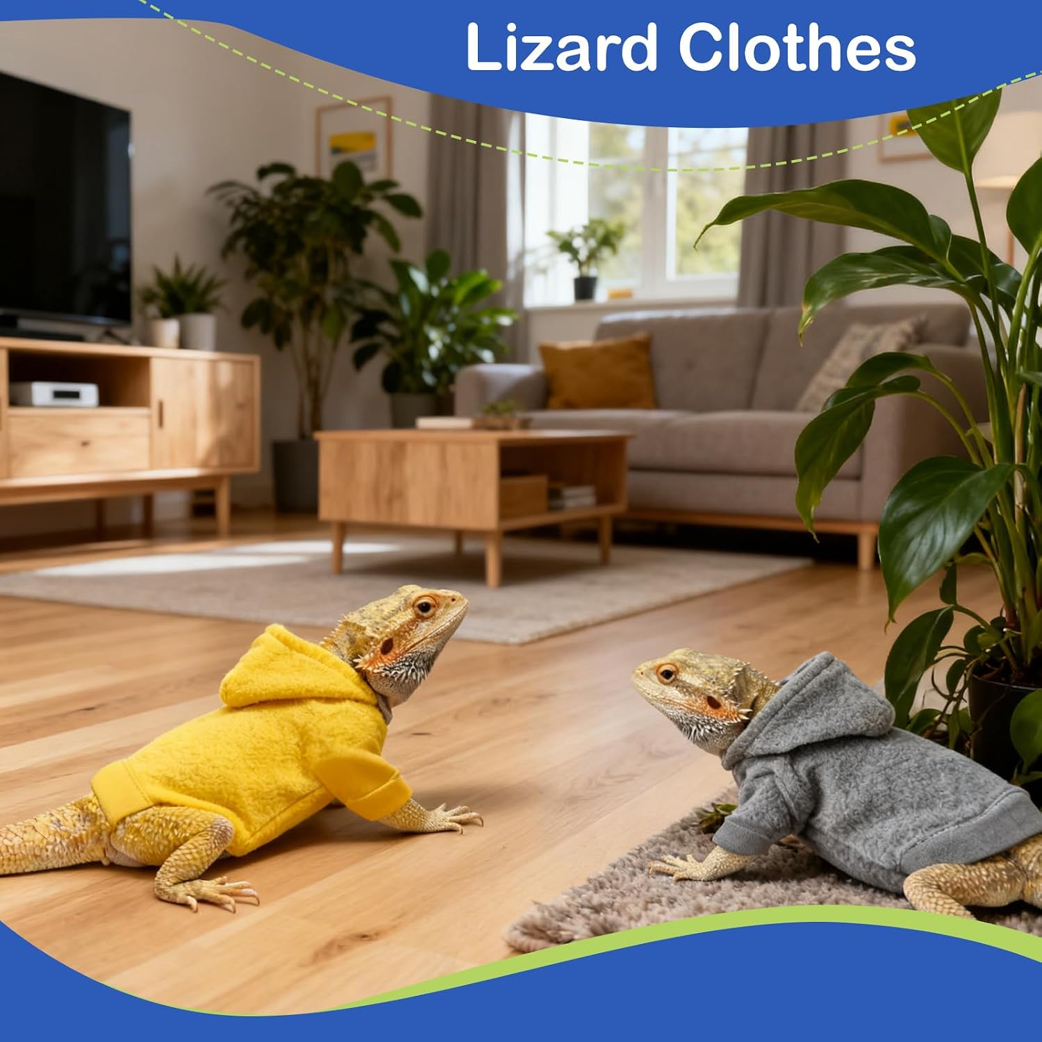 Thumbnail 6 de CQJ Lizard Clothes for Bearded Dragons: Soft Cotton Hoodie (Grey) for Reptiles