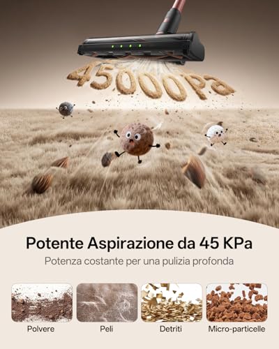 Detalle 2 de Vexilar V10Pro Aspirapolvere Senza Fili 45000Pa – Potente, Leggero e Adatto a Pavimenti, Tappeti e Auto