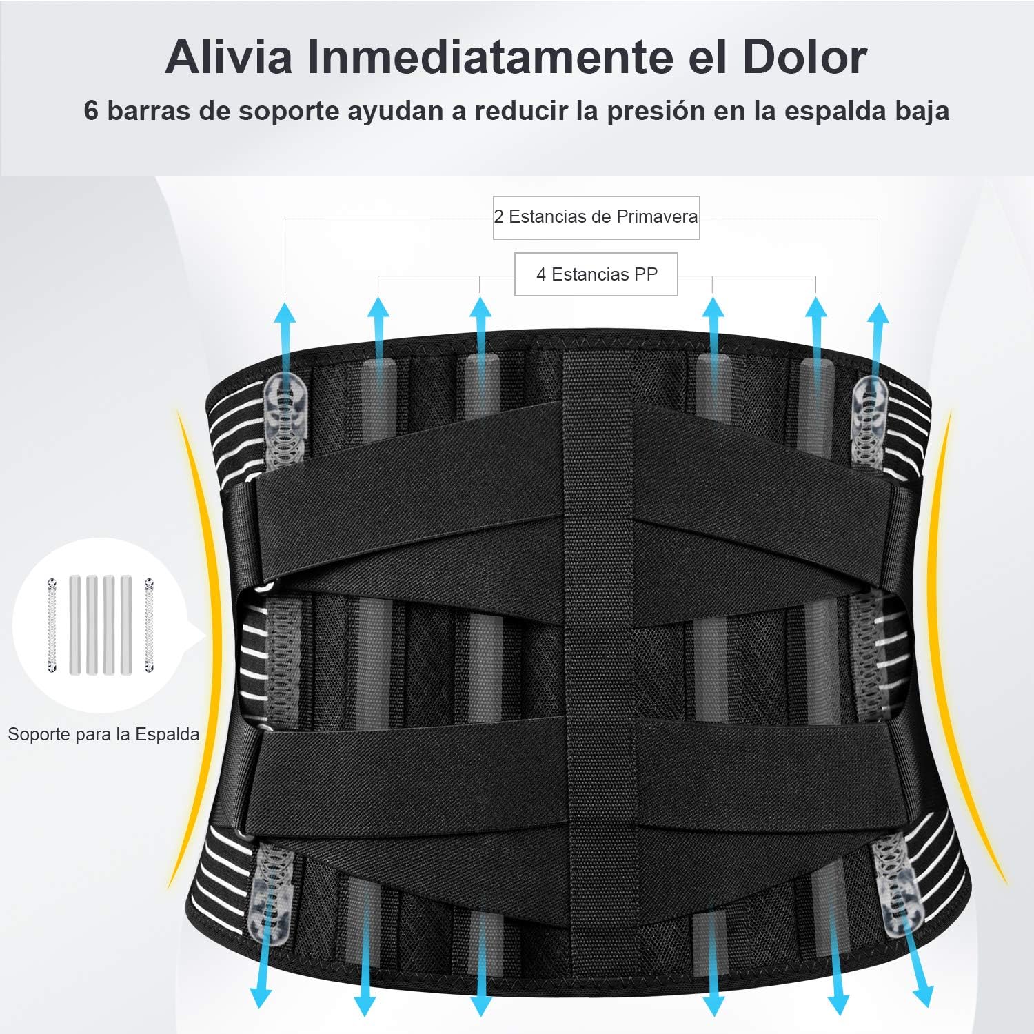 Detalle 2 de FREETOO Faja lumbar con 6 varillas M 29,5-37,4