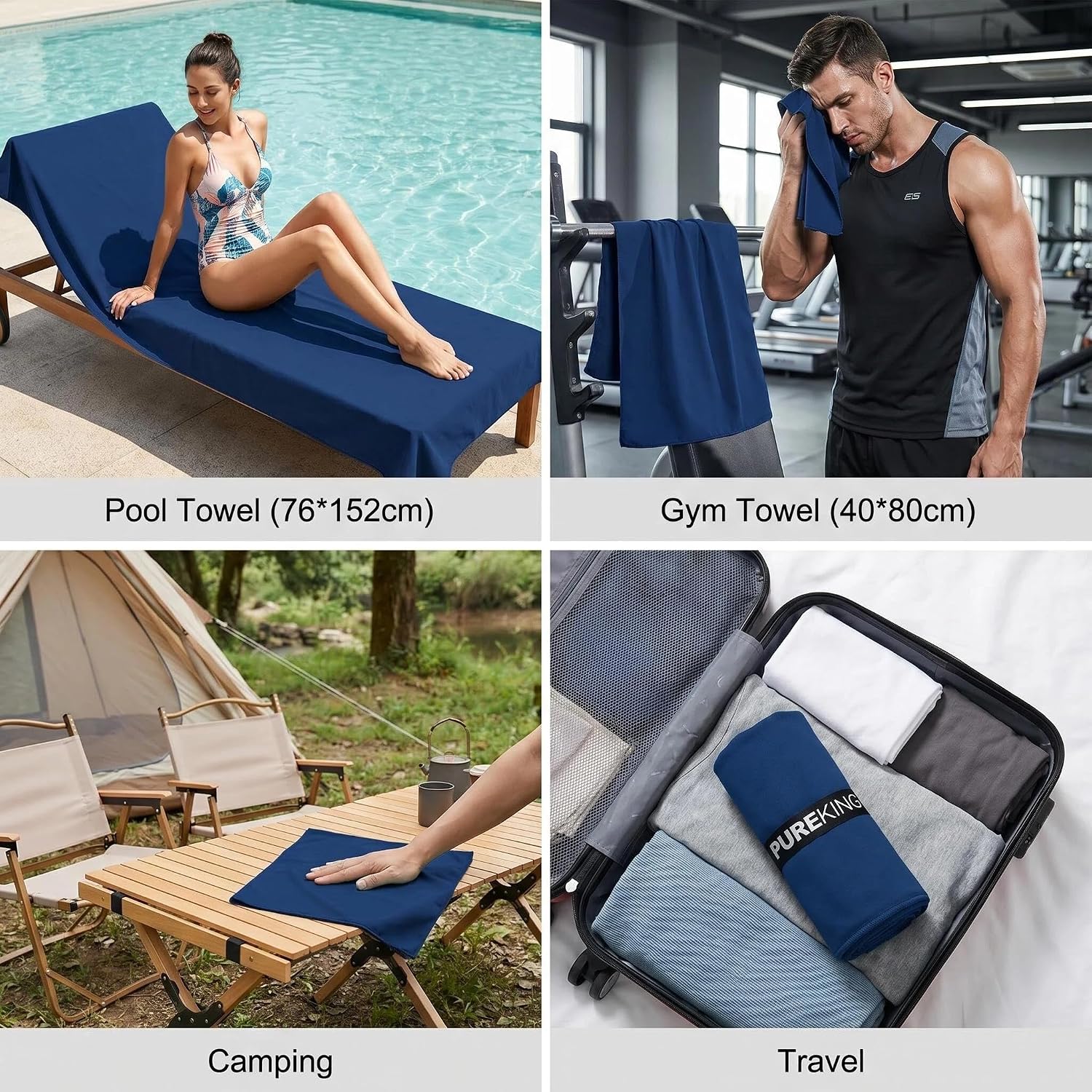Detalle 2 de Pureking Microfibre Gym Towels 3-Pack