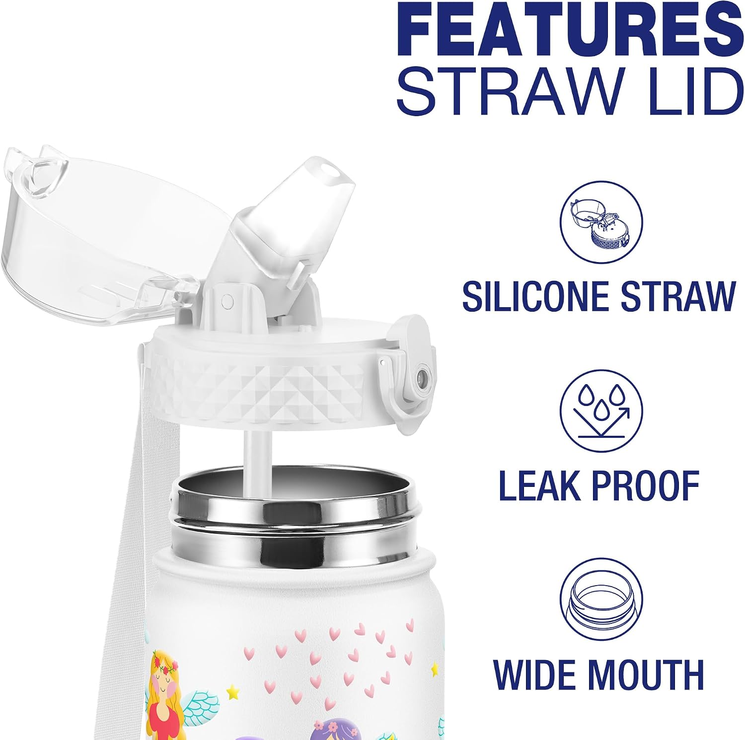 Detalle 2 de GOPPUS 550ml Kids Insulated Water Bottle with Straw – Durable Stainless Steel (BPA‑Free, Leak‑Proof)
