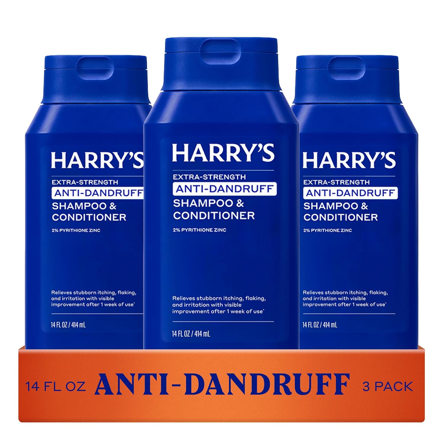 Detalle de Harry's Anti-Dandruff 2-in-1 Shampoo and Conditioner, 2% Pyrithione Zinc, 14 oz, 3-Pack