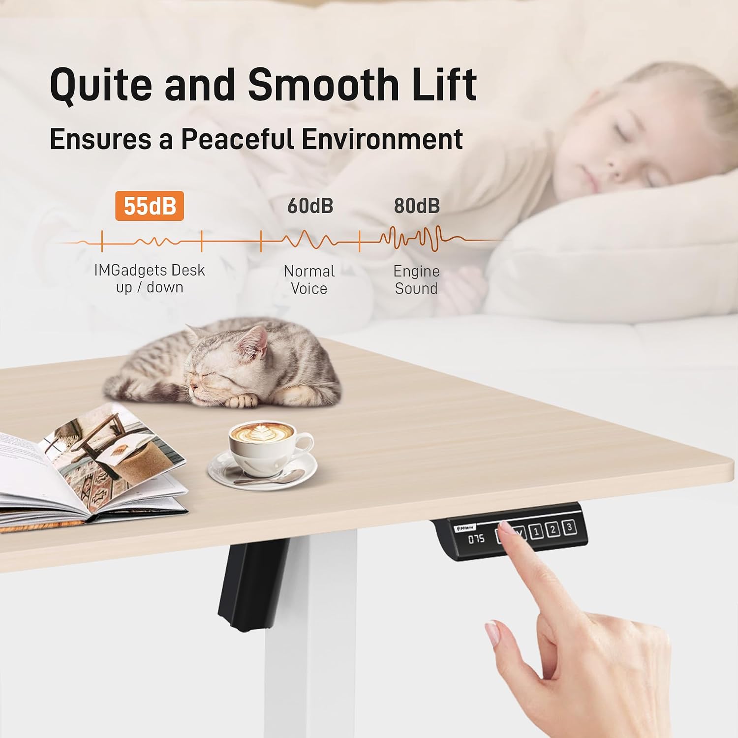 Thumbnail 6 de IMGadgets IMHome 47" Electric - Ivory Standing Desk, 47 x 24 in, Quiet Motor