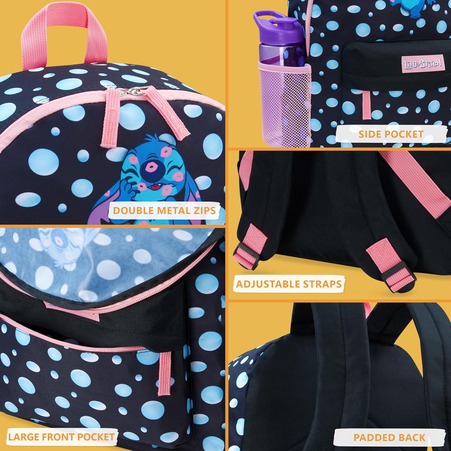 Detalle 1 de Disney Stitch mochila niña con espalda acolchada