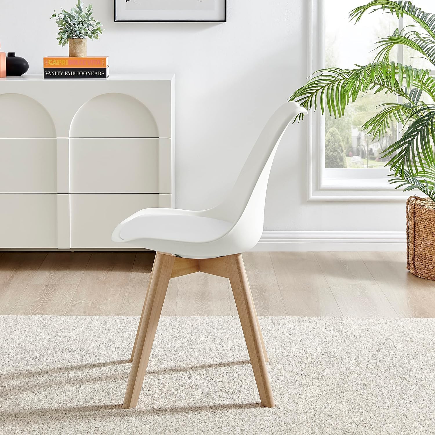 Thumbnail 4 de P&N Homewares Rectangular Dining Room Table Set for 4: Modern Scandinavian Style with PU-Padded Chairs