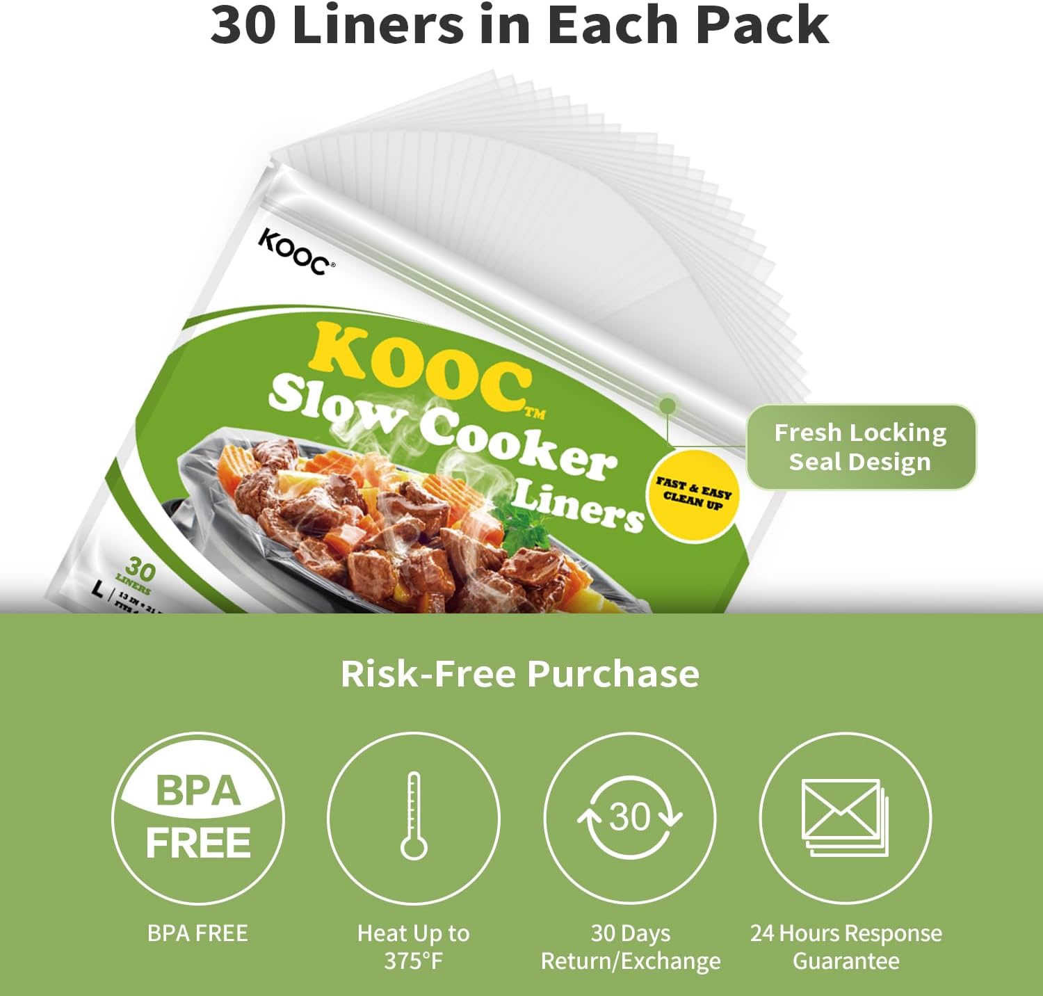 Detalle de KOOC Slow Cooker Liners, 13 x 21 in