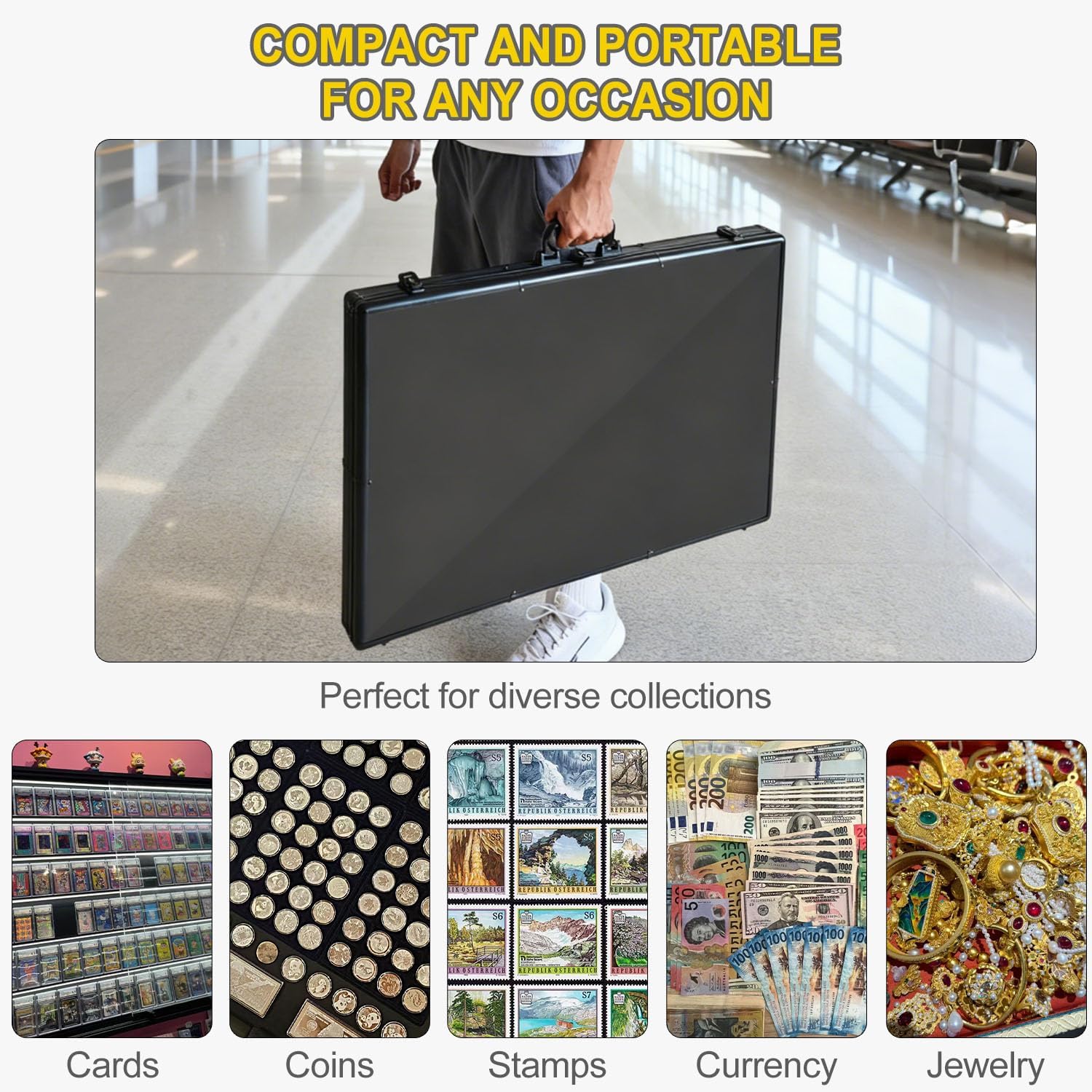 Thumbnail 5 de Trade Show Display Case – 34"x22" Large Aluminum Locking Tabletop Showcase for Trading Cards, Jewelry, and Collectibles (Black)