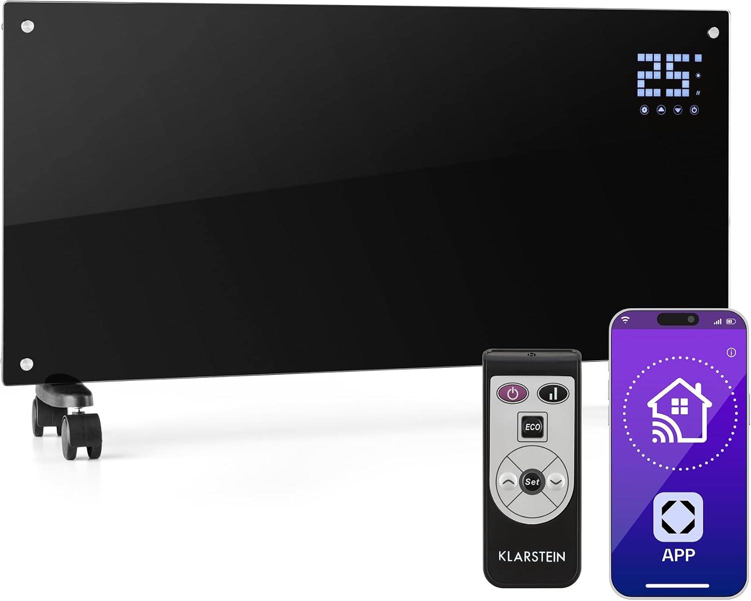 Detalle de Klarstein Bornholm Smart – grzejnik konwekcyjny 2000 W, Wi-Fi, IP24, czarny