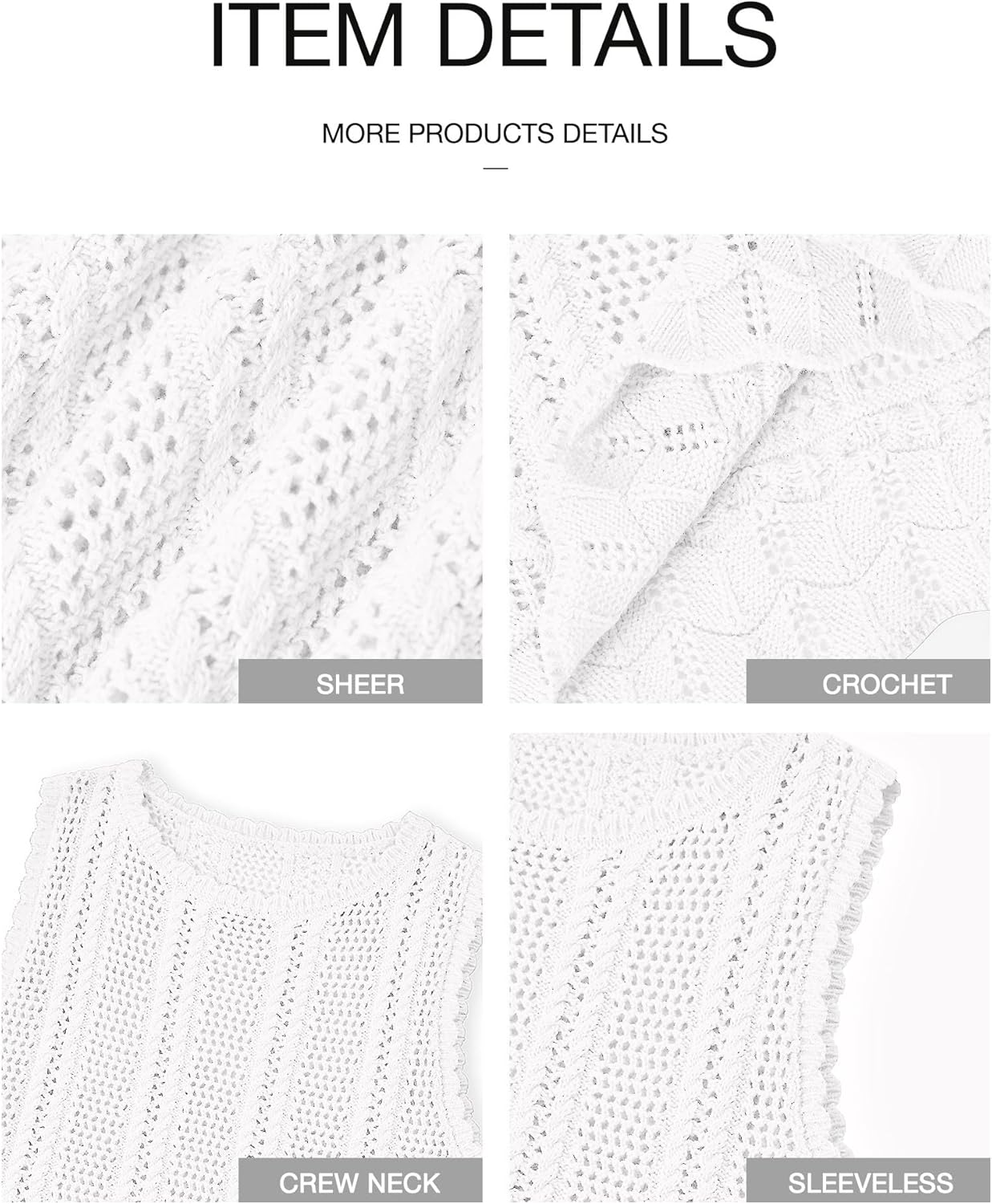 Thumbnail 3 de KIRUNDO Beach Vacation Crochet Tank Tops & Cover Ups for Women