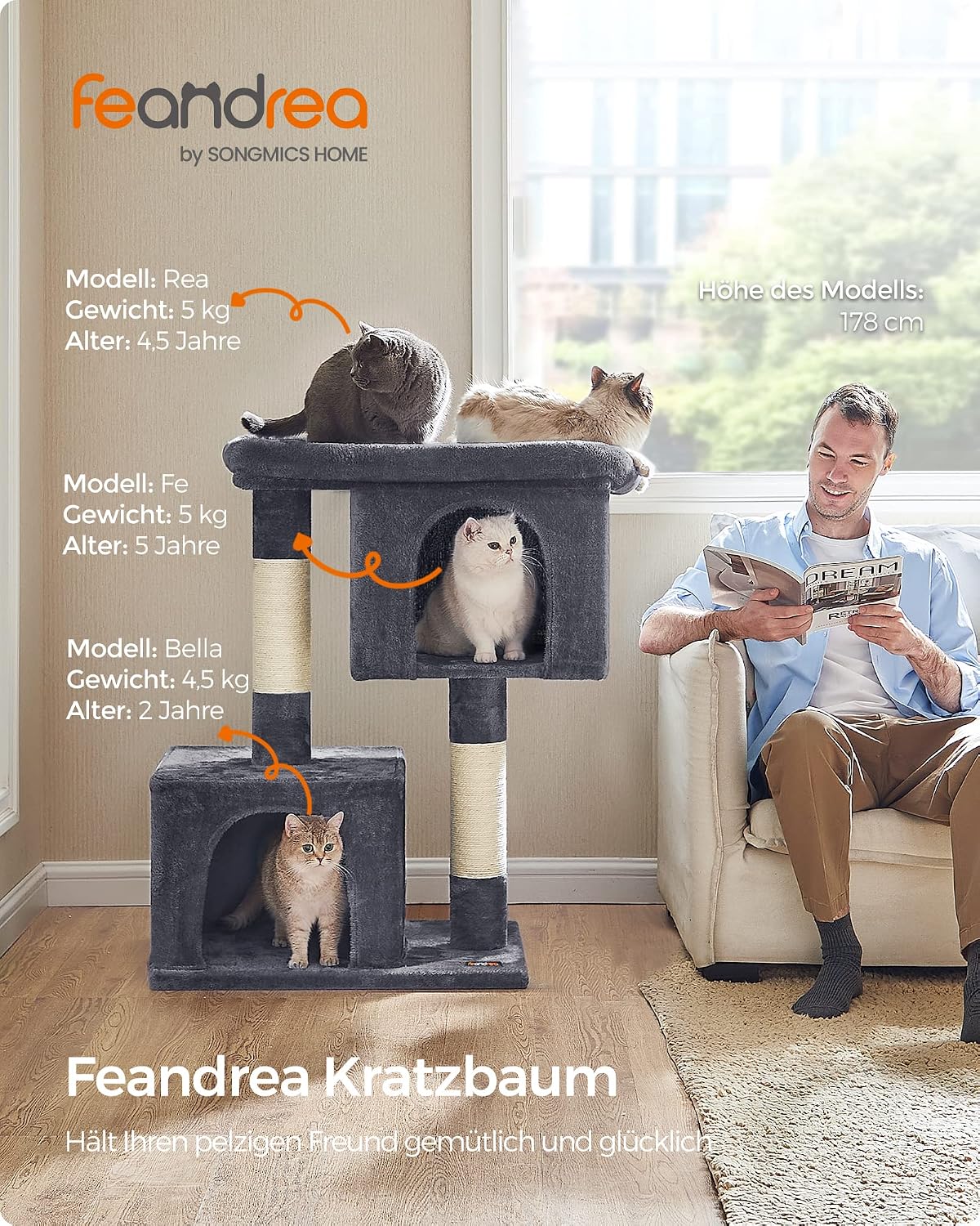 Detalle 2 de Feandrea Kratzbaum 101 cm Katzenbaum XL