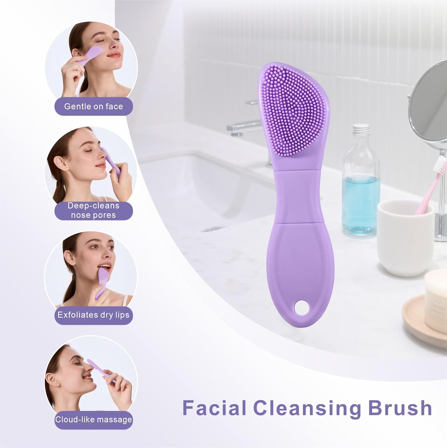 Thumbnail 2 de YEADMAL Blackhead Remover & Silicone Face Scrubber (Purple) – 2-in-1 cleansing tool