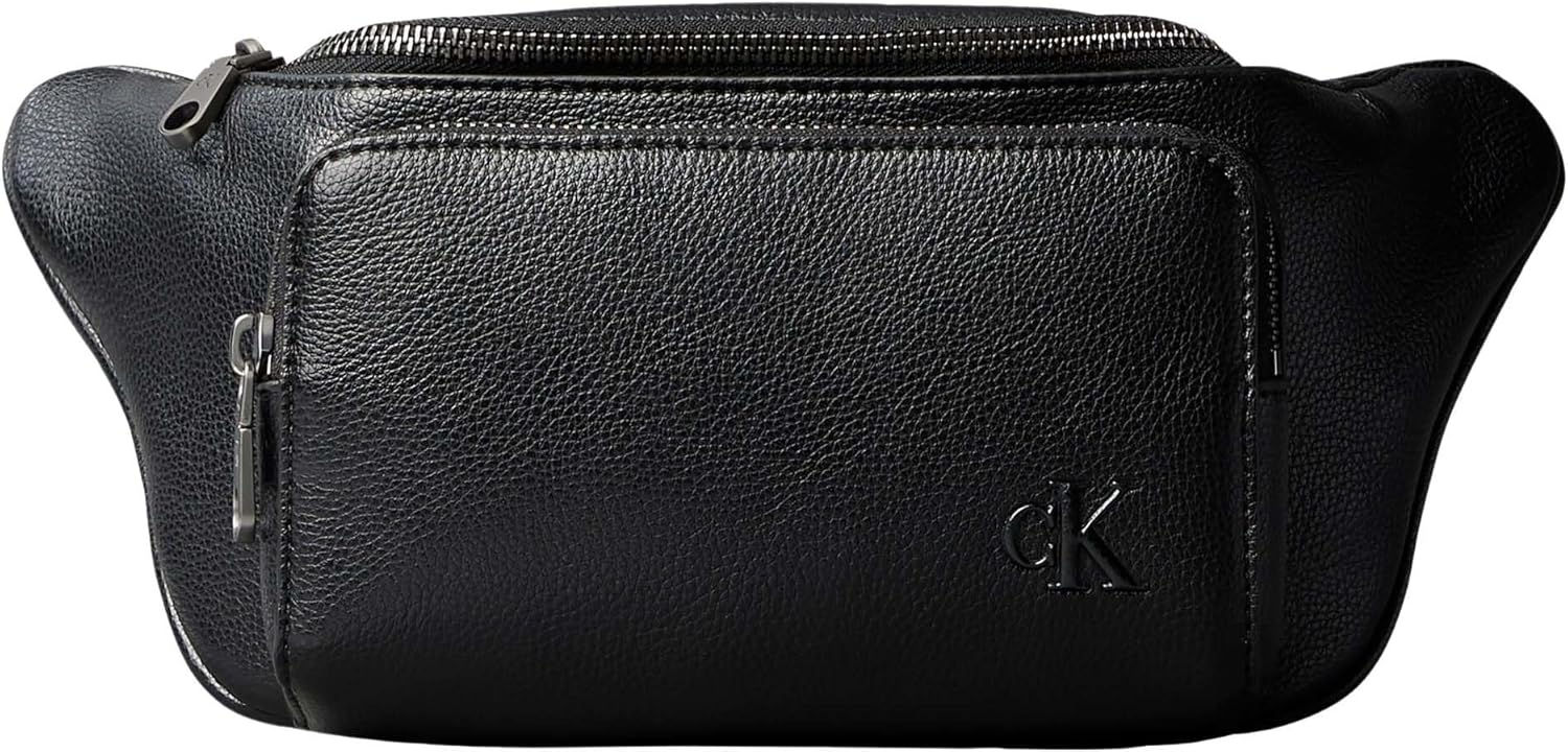 Detalle de Calvin Klein Herren Strap Waistbag LV04D3130G Gürteltasche – Schwarz mit Black/White Webbing