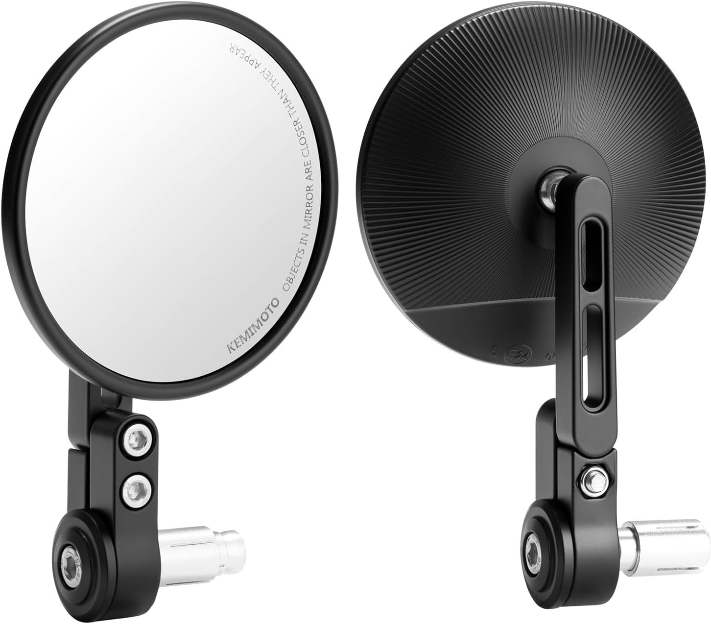 Lot de 2 rétroviseurs moto KEMIMOTO CNC homologués E24, pivotants 360° pour guidon 22 mm