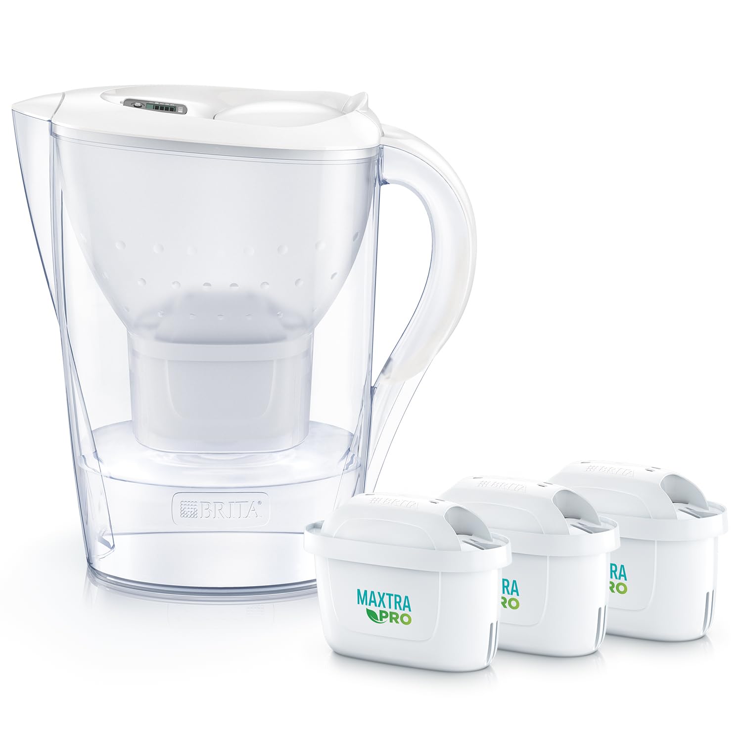 Detalle de BRITA Marella ポット型浄水器 ろ過水容量1.15L・全容量2.4L、カートリッジ3個付