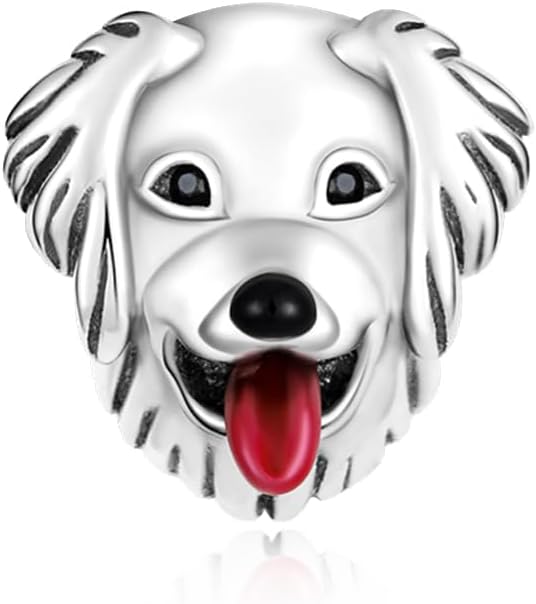 Detalle de LMLMECREA Charm Anhänger 925 Sterling Silber – Hundekopf Design für europäische Armbänder