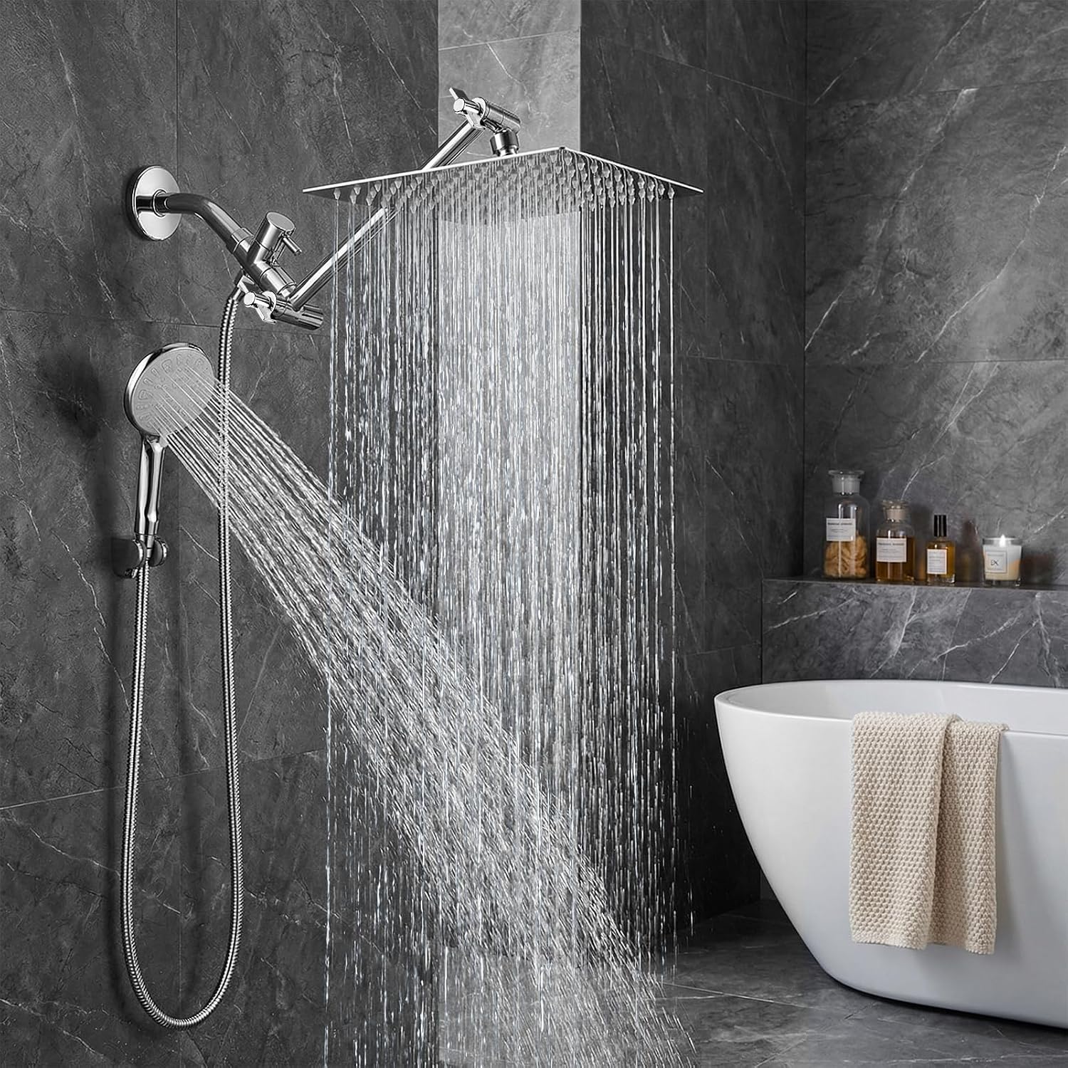 Detalle 2 de Tudoccy SHP-HS 10-Inch Rainfall and Handheld Showerhead Combo, Chrome