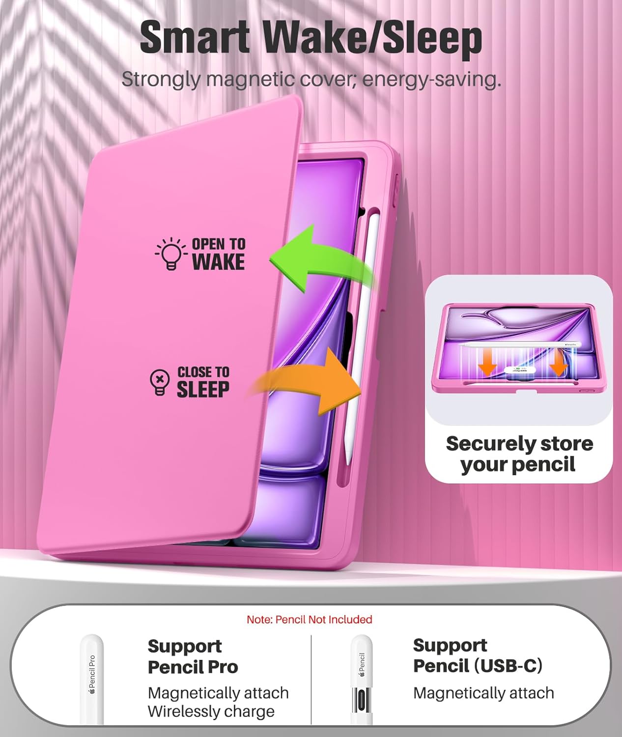 Detalle de MoKo iPad Air 13-Inch Case (M4/M3/M2) with Screen Protector & Pencil Holder — Peony