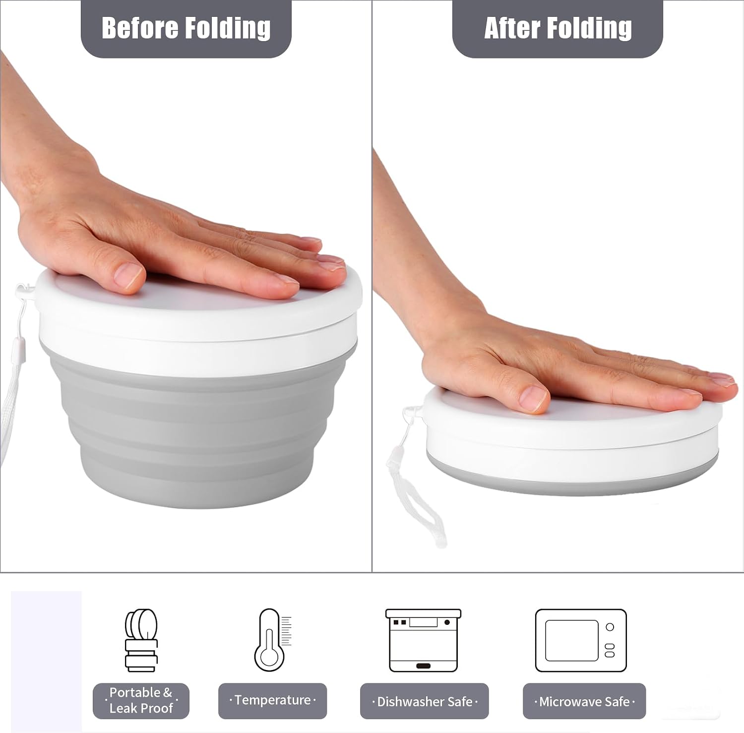 Thumbnail 2 de Odoland Foldable Cup, Bowl and Stainless Steel Spoon: A Practical Outdoor Mess Kit