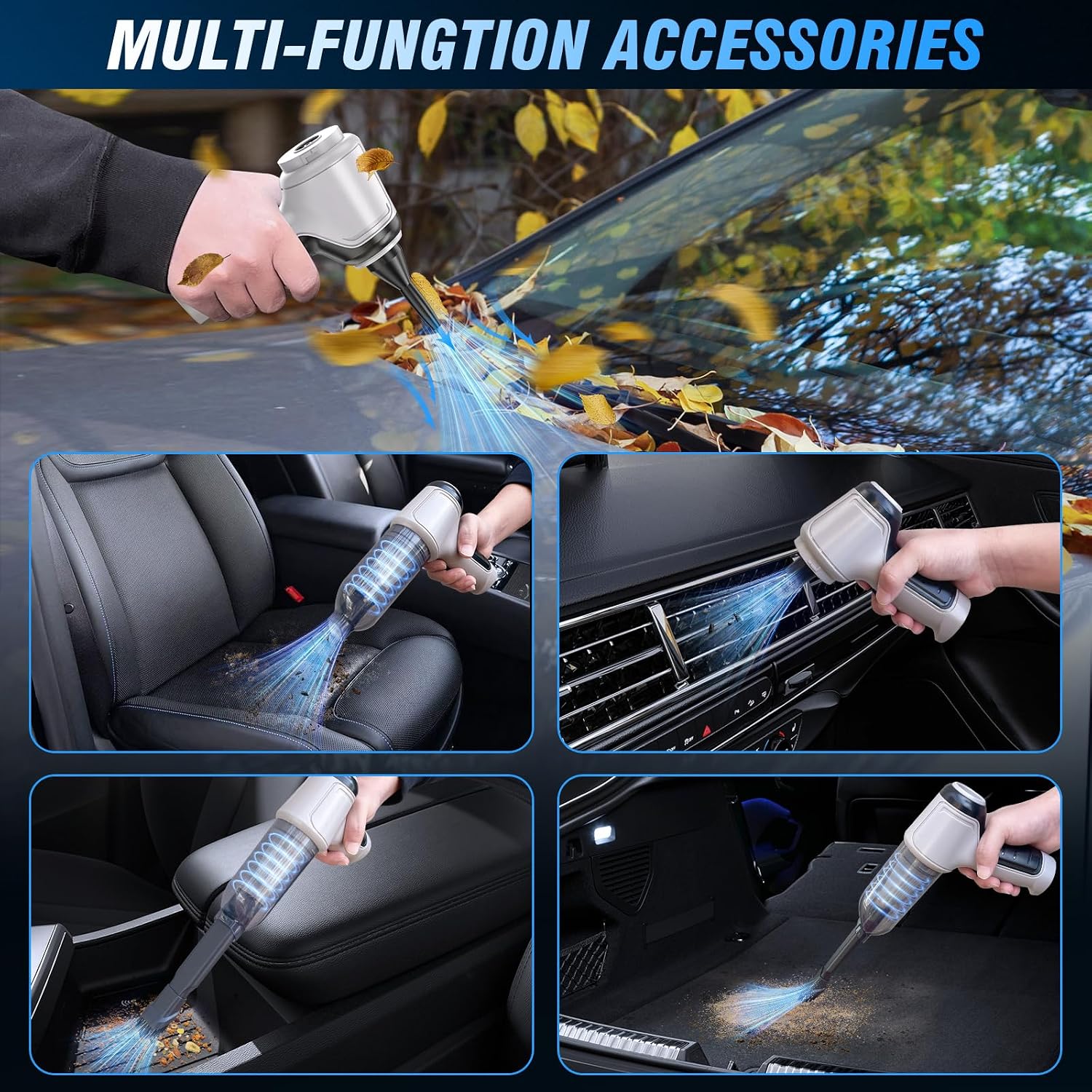 Detalle de IHE Car Vacuum Cleaner Cordless Rechargeable: 15000Pa Car, Keyboard and Small Space Cleaning