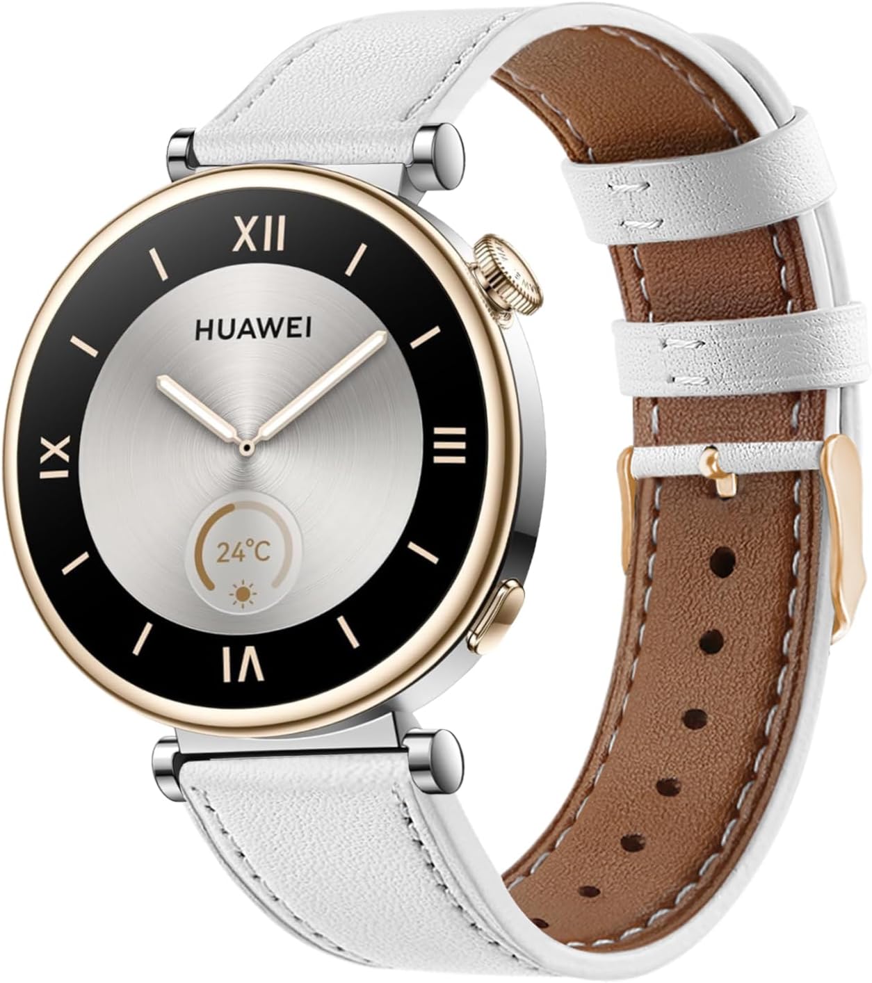 Detalle de Bracelet en cuir 18 mm pour Huawei Watch GT6/GT5/GT4 41 mm (bracelet de remplacement avec maillons à ressort)