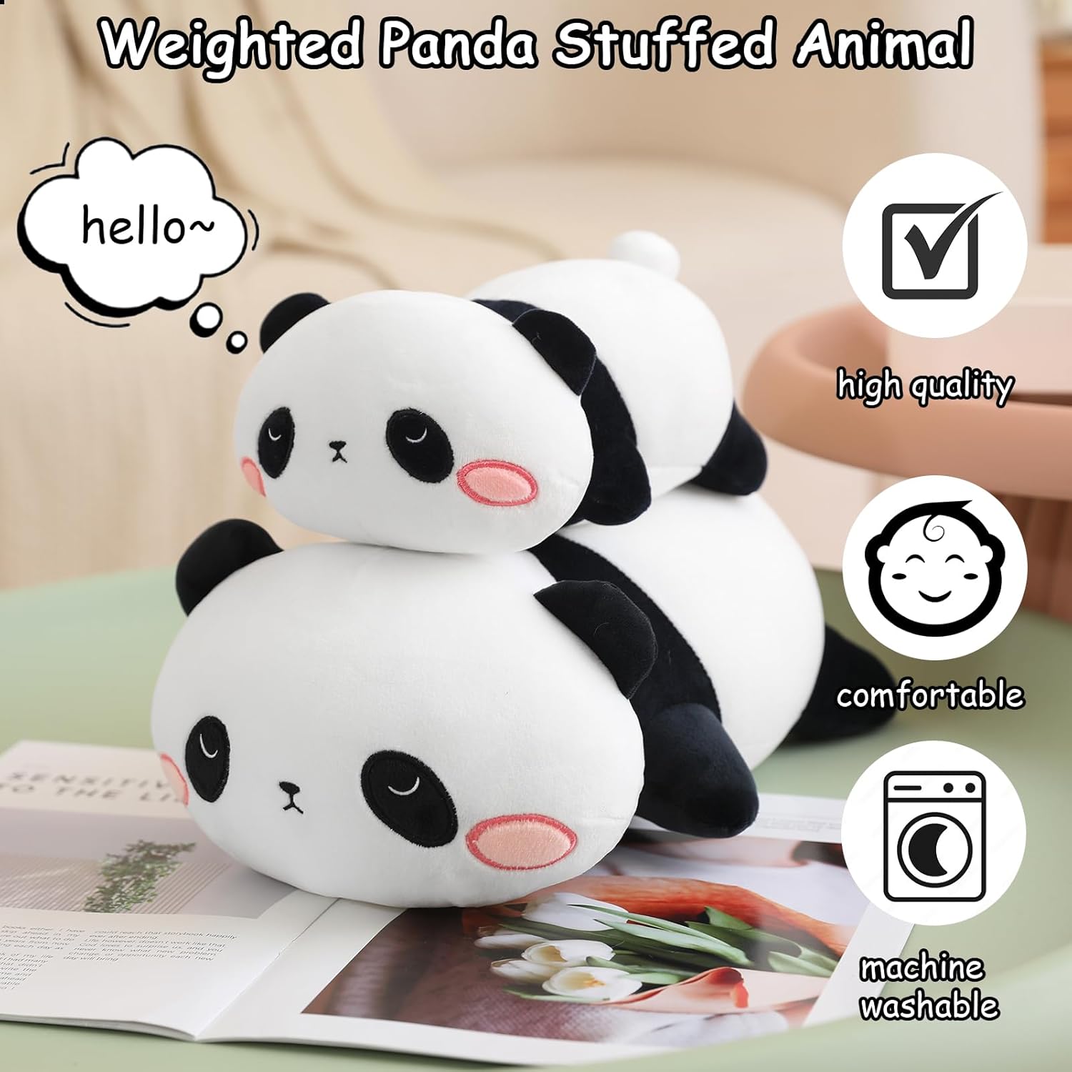 Thumbnail 1 de SQEQE Weighted Panda Plush (9.8 Inch, 0.8 Lbs) — Weighted Panda Stuffed Animal & Sleep Pillow Toy
