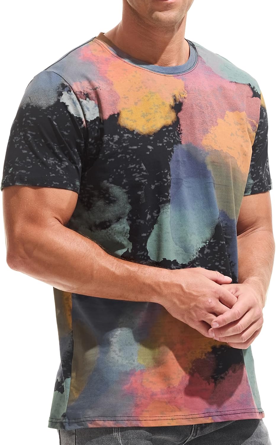 Thumbnail 2 de USALL Herren Sommer Druck T-Shirt Ice Silk 95%