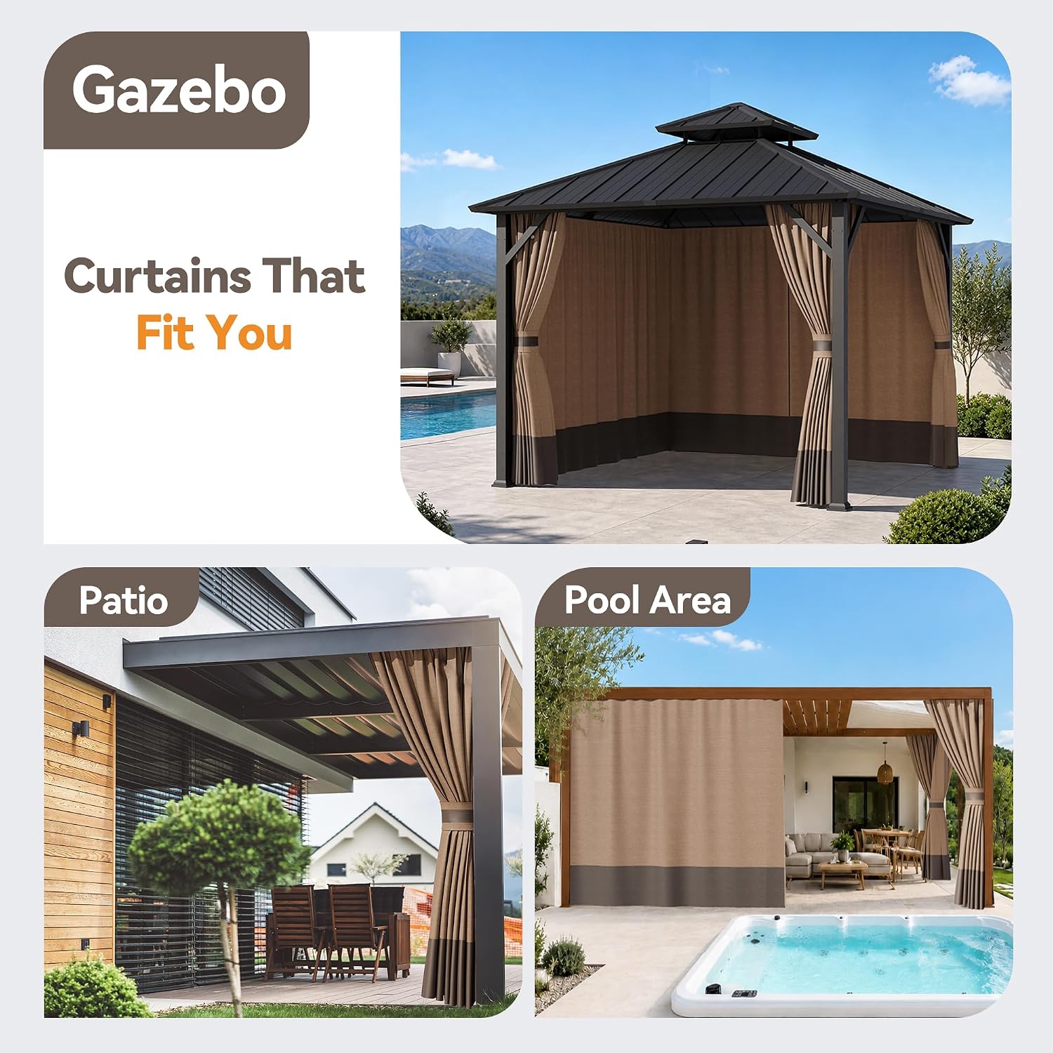 Thumbnail 6 de Outdoor Gazebo Curtains, 10' x 10