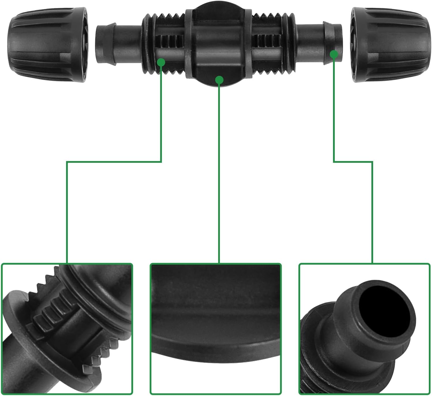 Detalle 2 de Set da 10 raccordi diritto per irrigazione a goccia per tubo PE 16 mm