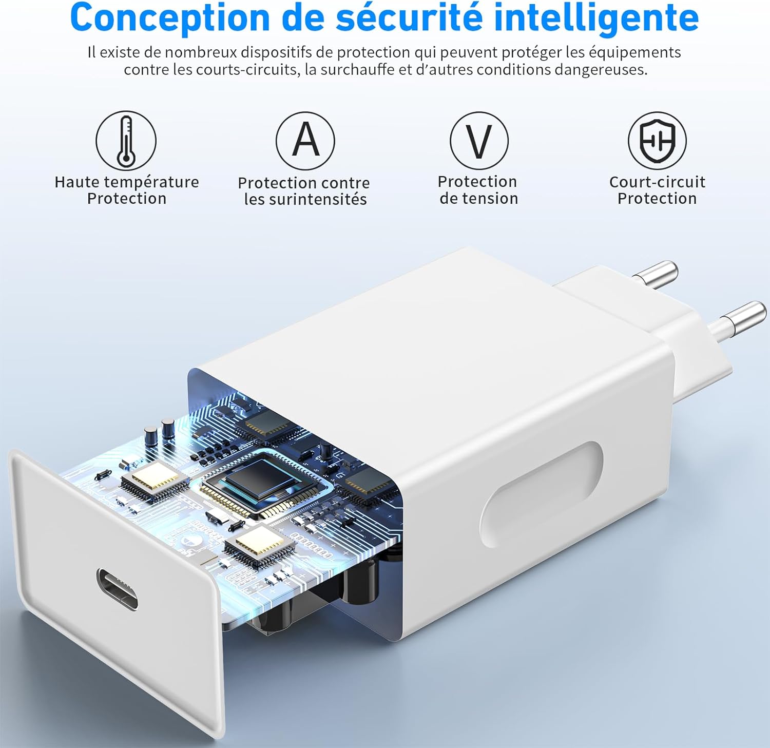 Thumbnail 1 de Chargeur rapide iPhone USB‑C 25 W avec câble Lightning 2 m – adaptateur secteur mural (blanc)